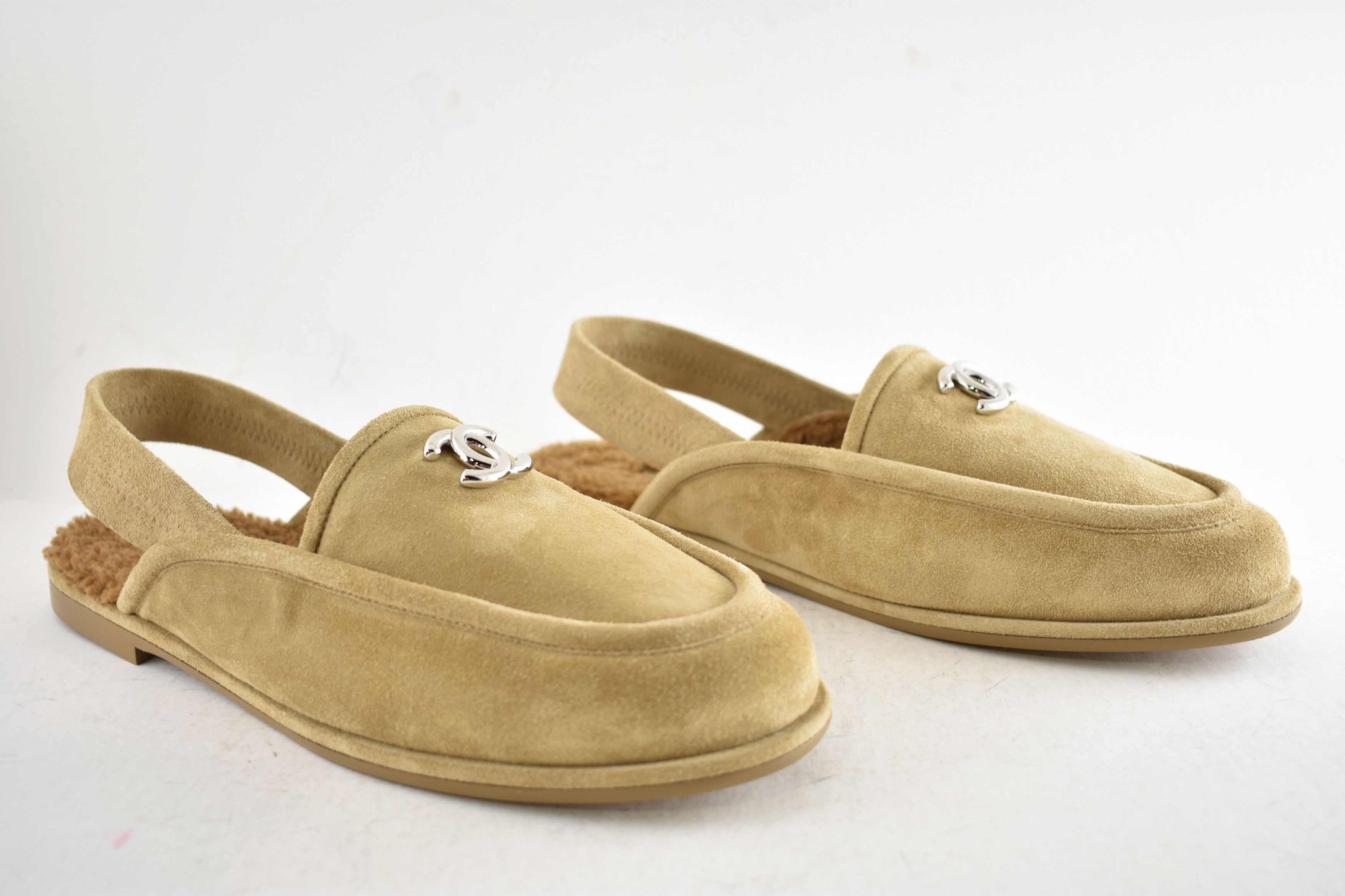 Chanel Chanel Suede CC Shearling Moccasin Slingback Loafer Flat 41 Size US 11 / IT 41 - 4 Thumbnail