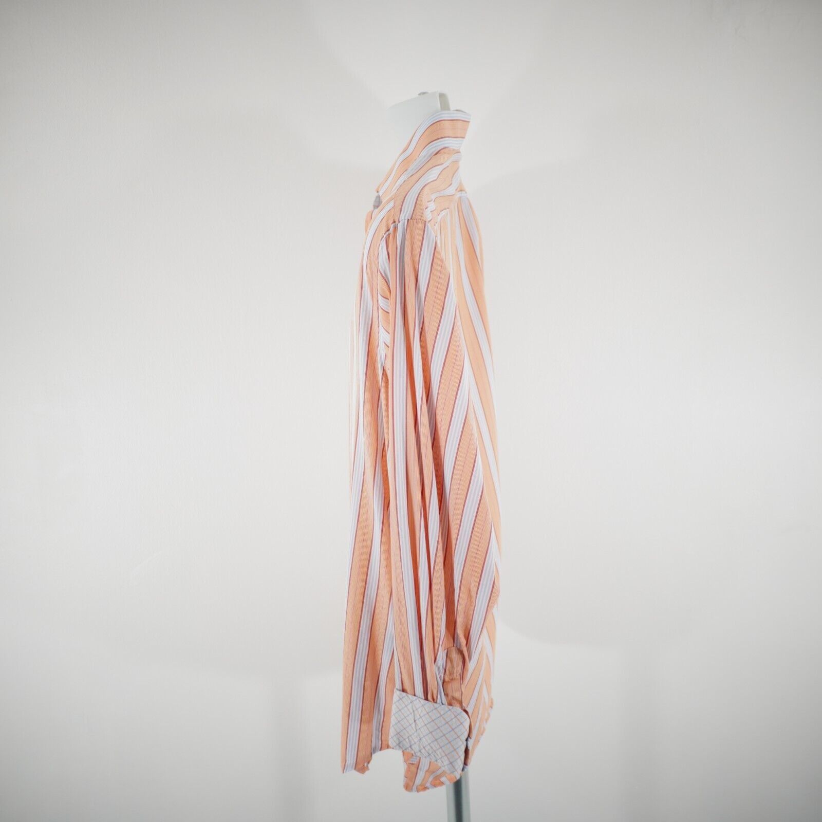 Tailorbyrd Tailorbyrd Orange Blue Striped Flip Cuff Pocket Large Collar Size US L / EU 52-54 / 3 - 6 Thumbnail