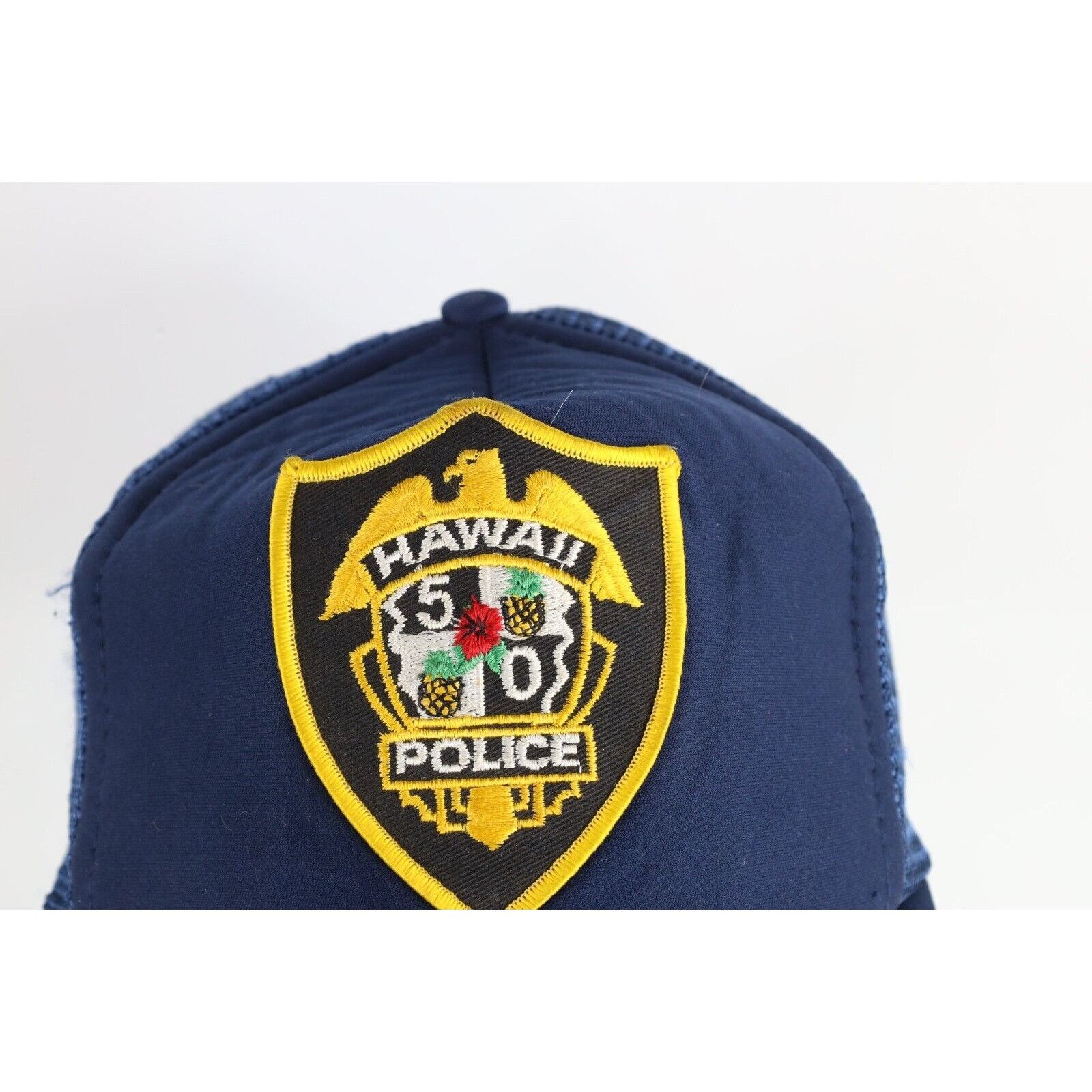 Vintage Vintage 80s Gold Leaf Hawaii Police 50 Trucker Hat Size ONE SIZE - 2 Thumbnail