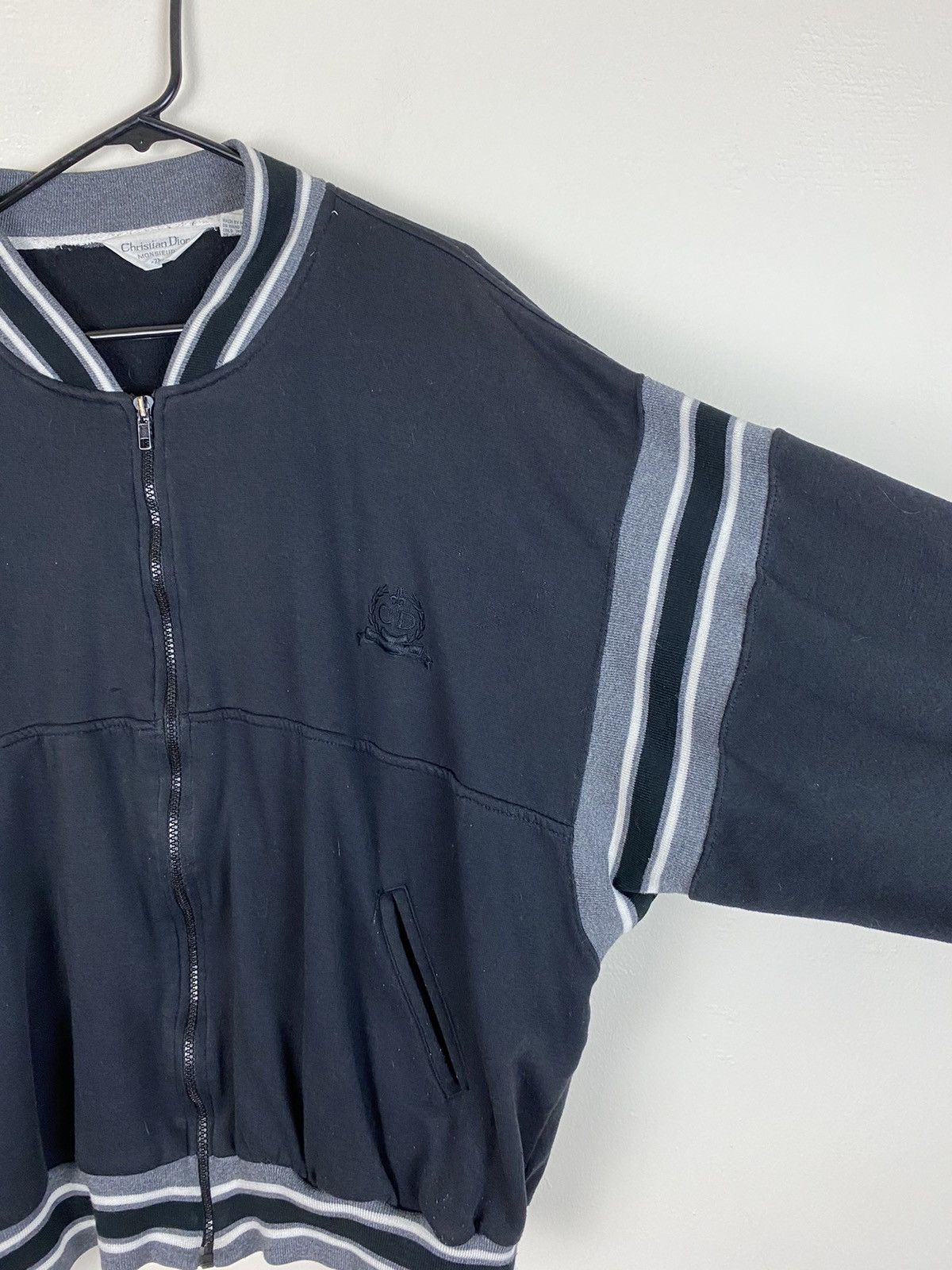 Christian Dior Monsieur Vintage Christian Dior Fleece Jacket Grey Stripe Size US XL / EU 56 / 4 - 6 Thumbnail
