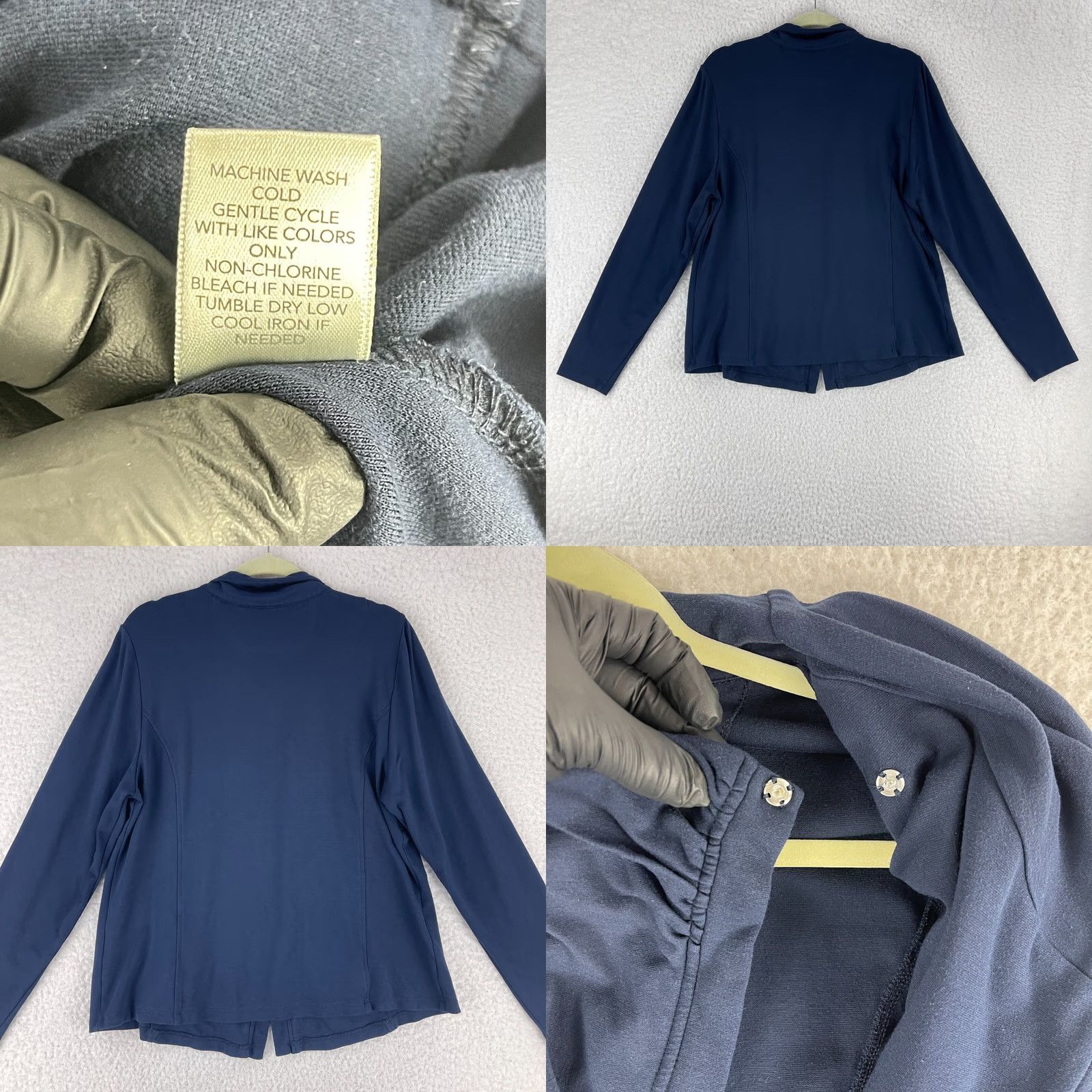 Vintage Christopher & Banks Womens Sweater Petites Zip Up Blue Knit Size PL Long Sleeve - Bag/City/Designer Style, All Seasons, Pocket Size L / US 10 / IT 46 - 9 Thumbnail