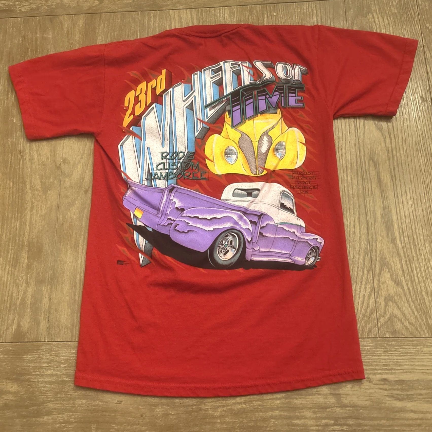 Jerzees VINTAGE Hot Rod Jamboree T Shirt Sz S Macungie Pennsylvania Red Mens JERZEES Time Wheels Of Time T Shirt 2001 Size US S / EU 44-46 / 1 - 8 Thumbnail