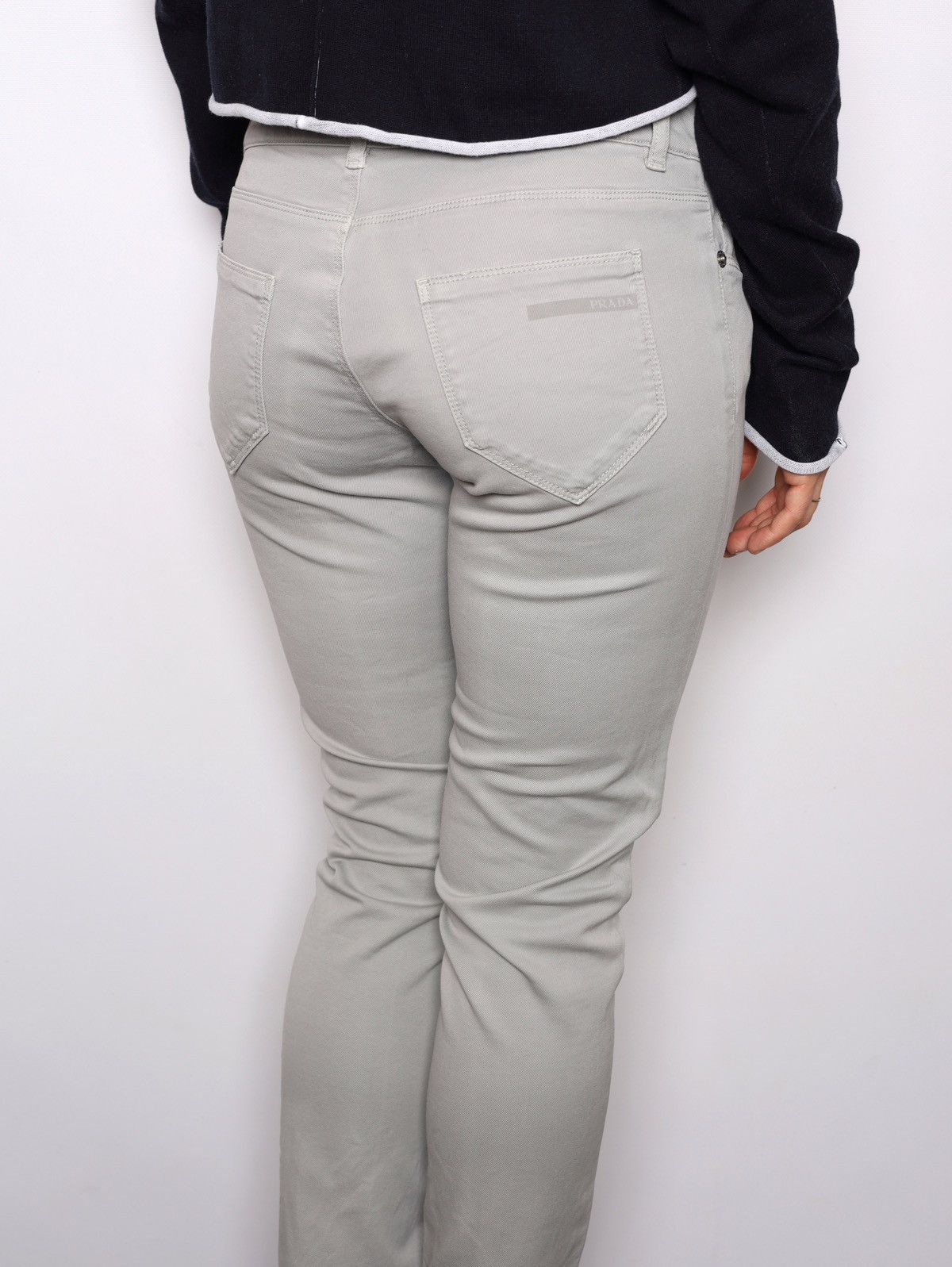Prada Prada Gray Cotton Pants Logo Raw Edge Size 27" / US 4 / IT 40 - 2 Thumbnail