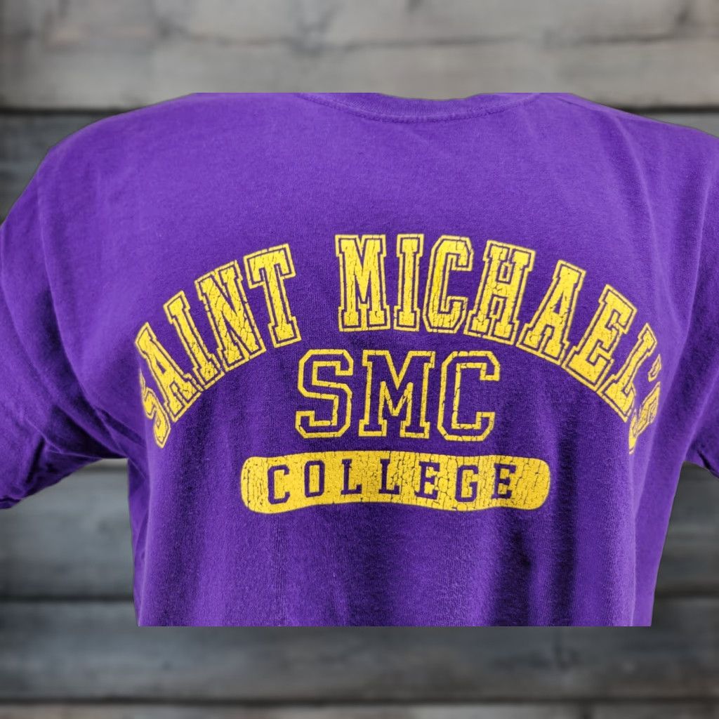 Vintage Saint Michaels College SMC T-Shirt Adult Large Purple Short Sleeve MV Sport Logo Size US L / EU 52-54 / 3 - 1 Thumbnail