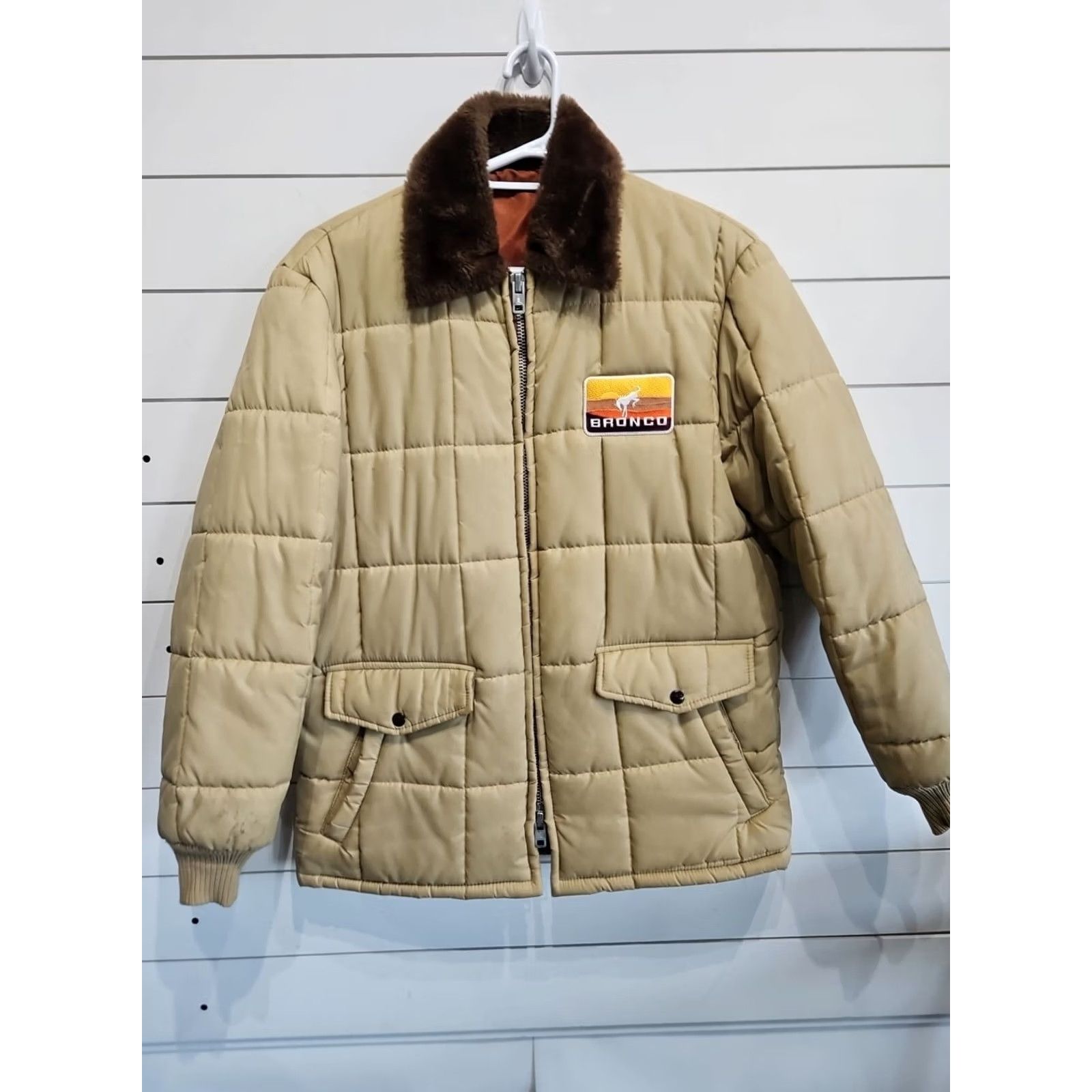 Ford Vtg Ford Bronco F-150 Western Rancher Puffer Jacket Mens XL Beige Nylon Zip Coat Vintage Size US XL / EU 56 / 4 - 2 Thumbnail