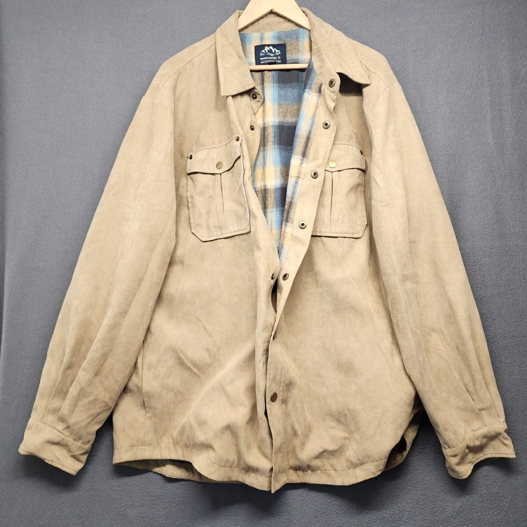 Vintage Mountain and Isles Shacket Mens XXL Tan Flannel Lined Shirt Jacket Chore Utility Size US XXL / EU 58 / 5 - 3 Thumbnail