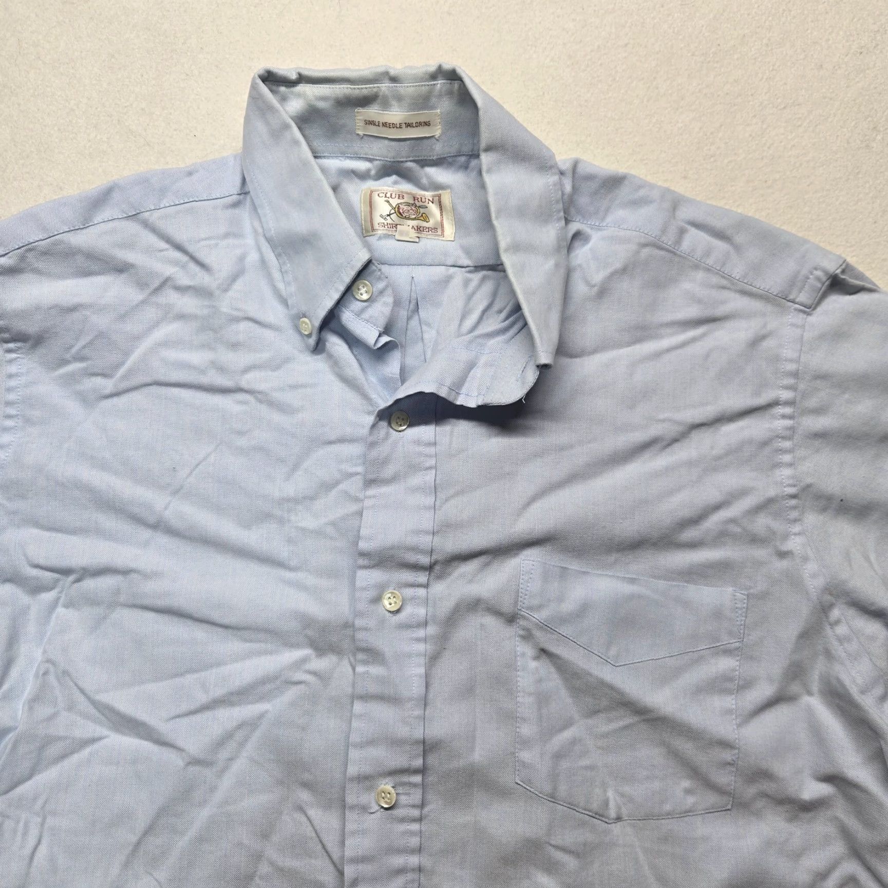 Vintage Club Run Shirtmakers Solid Blue Button Up Short Sleeve Adult Men's Size 17 Shirt Run Club Solid Blue Button Up Short Sleeve Men’s 17 Size Adult Size US M / EU 48-50 / 2 - 2 Thumbnail