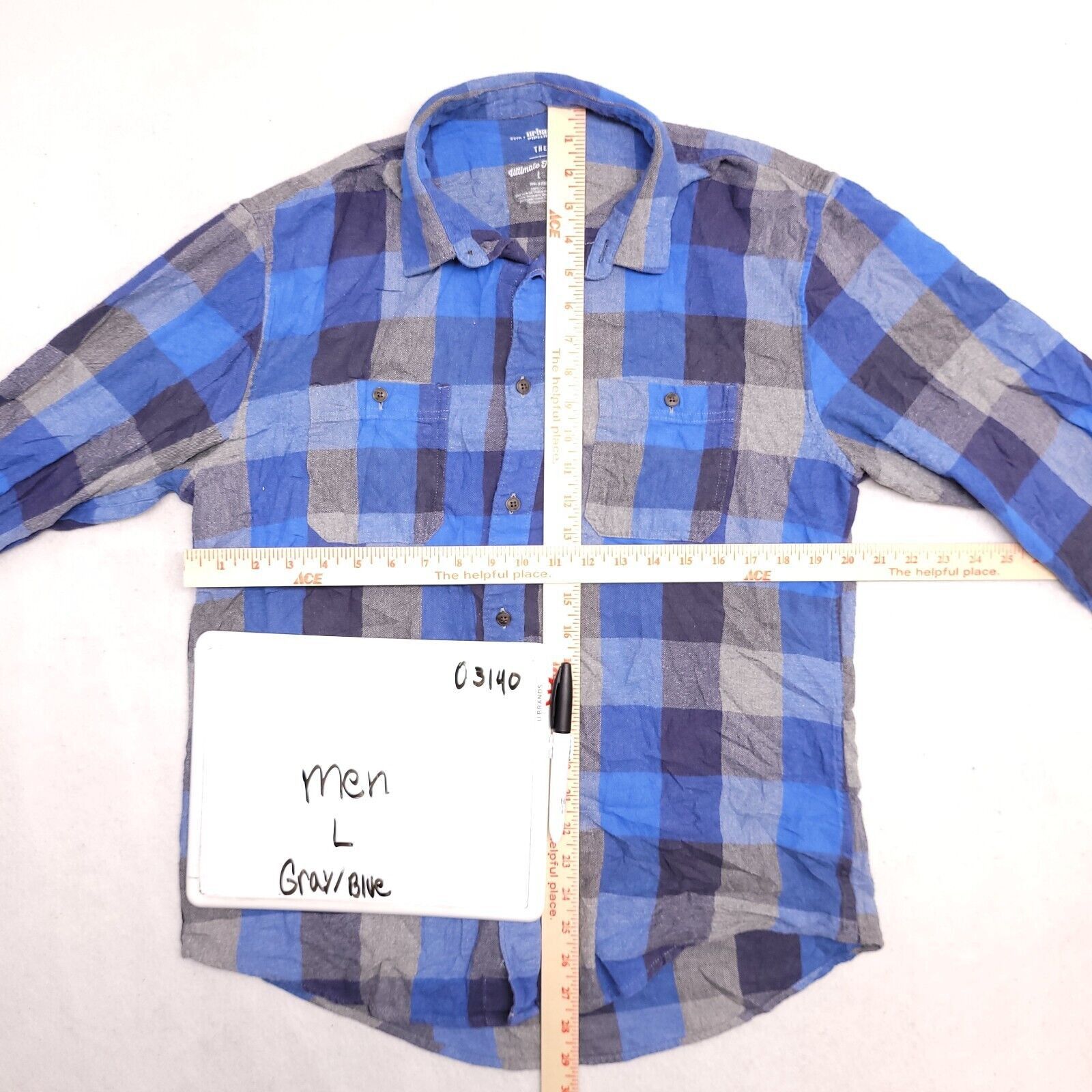 Urban Pipeline Urban Pipeline Gigham Flannel Shirt Mens Size L Blue Gray Size US L / EU 52-54 / 3 - 6 Thumbnail