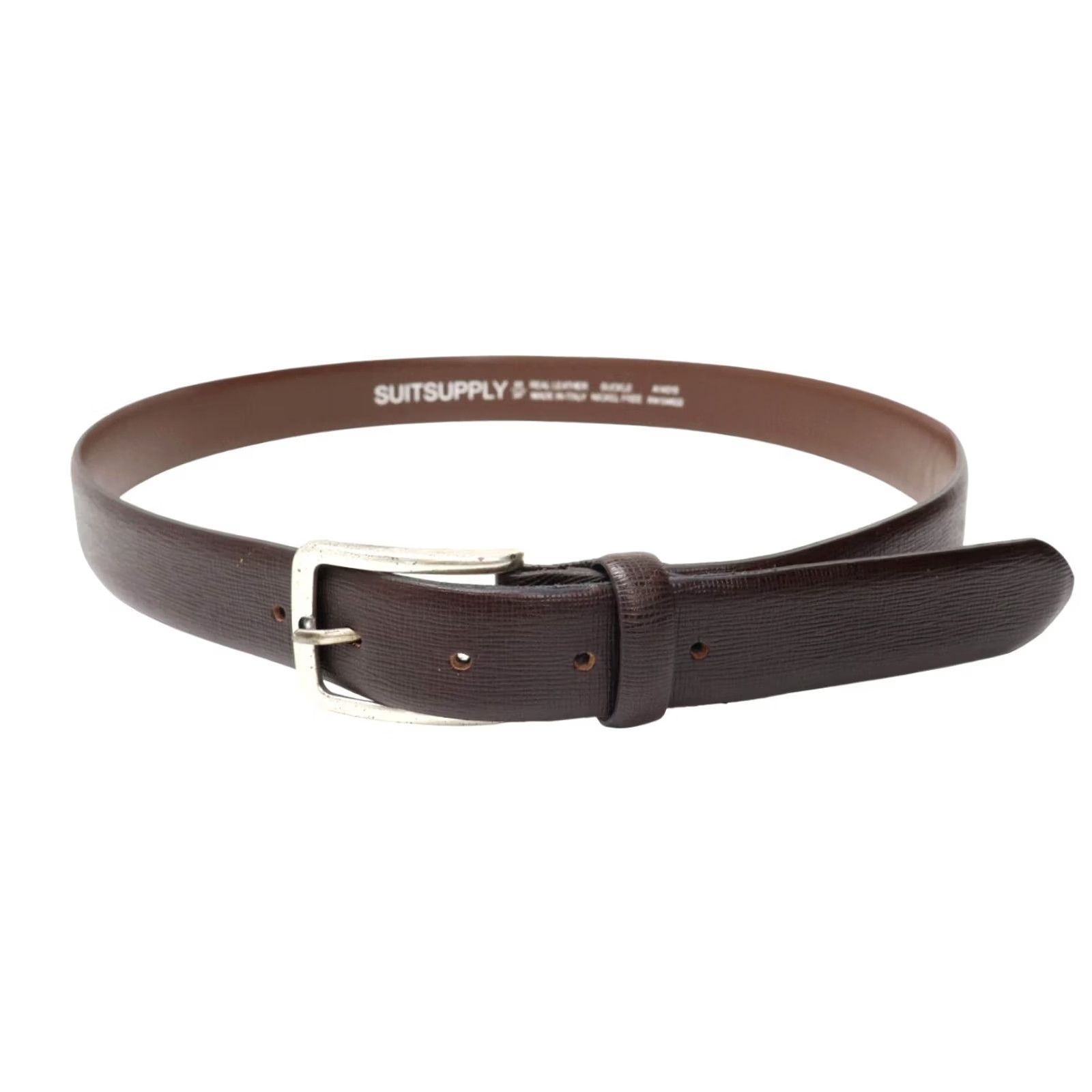 Suitsupply Suitsupply Belt Men's 85/34 Real Leather Textured Brown Square Buckle Belt Mens 85/34 Brown Square Buckle Leather Size ONE SIZE - 2 Thumbnail