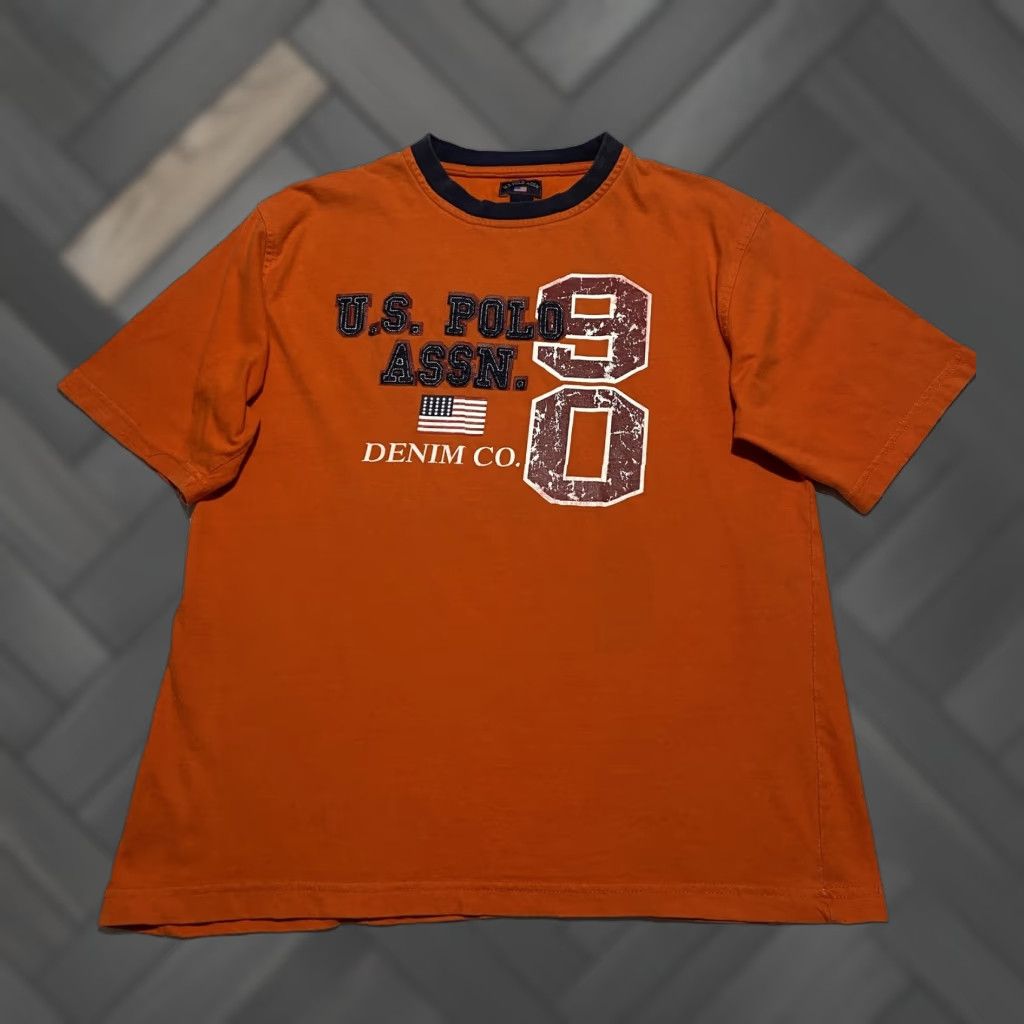 Vintage US Polo Assn Shirt Mens Large Orange Denim Co Graphic Tee 100% Cotton Turkey Size US L / EU 52-54 / 3 - 1 Thumbnail