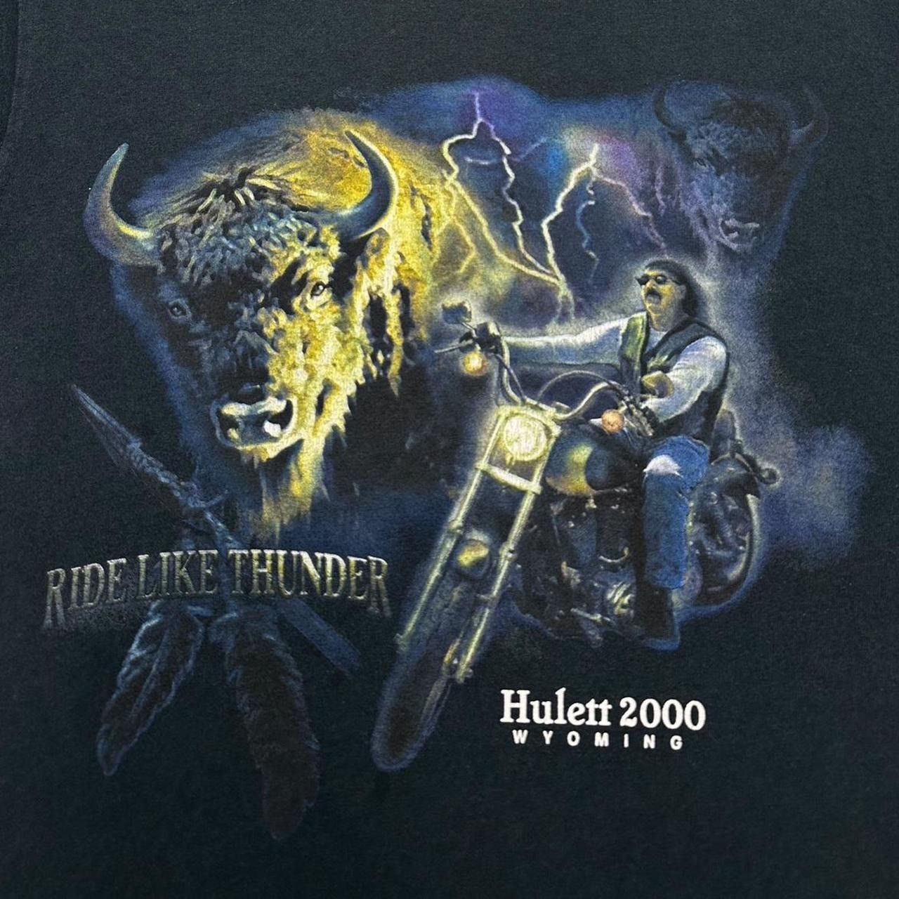 Harley Davidson × Vintage Ride Like Thunder Lightning Motorcycle T-Shirt Size US L / EU 52-54 / 3 - 3 Thumbnail