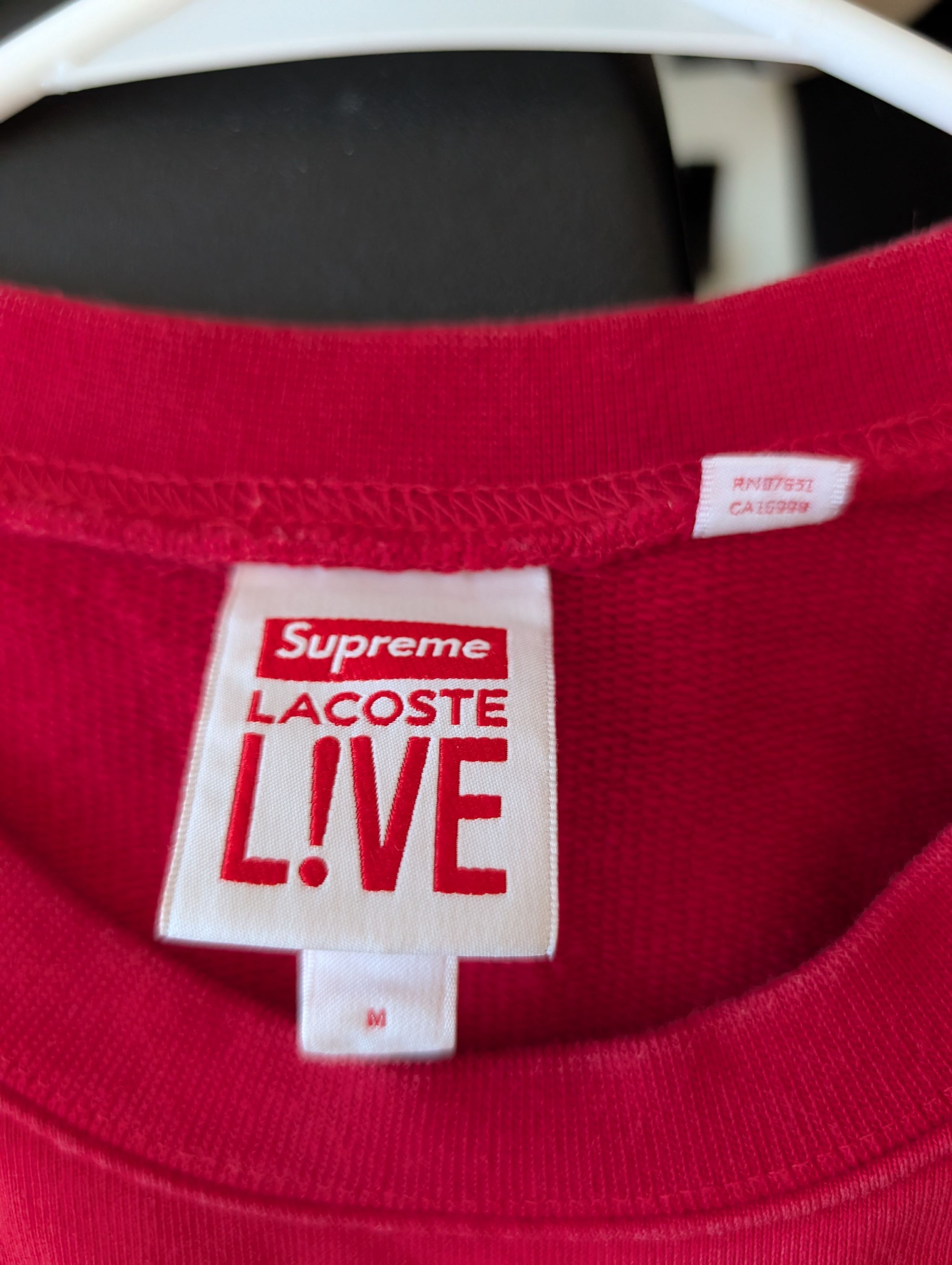 Lacoste × Supreme Supreme x Lacoste Crewneck Sweatshirt - SS18 - Red - Size M Size US M / EU 48-50 / 2 - 3 Thumbnail
