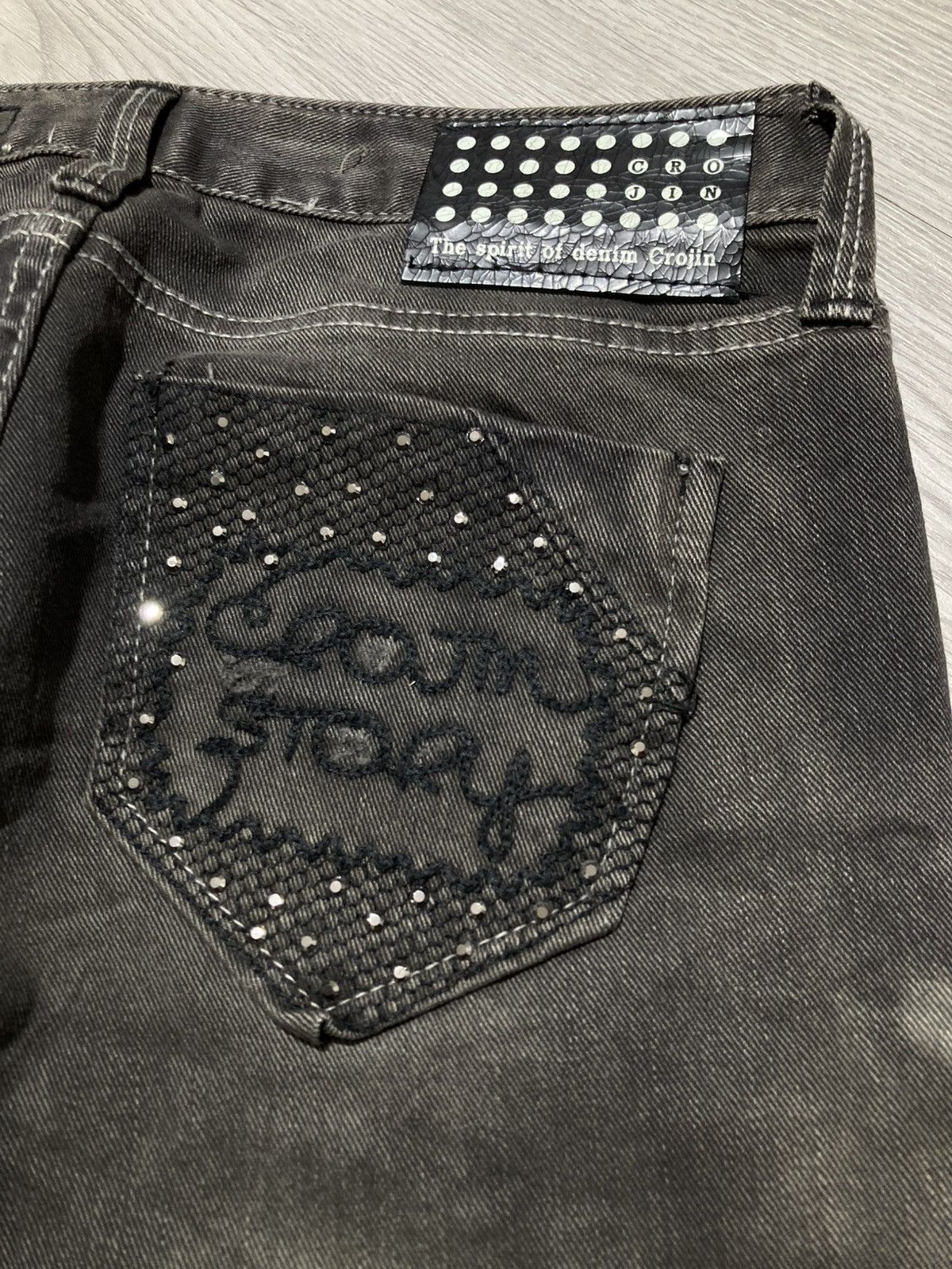 Tornado Mart 2000s Crown Denim Ripped Clawmark Denim Jeans Punk Gothic Size US 27 - 7 Thumbnail