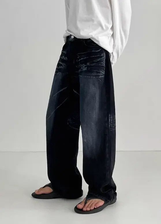 Japanese Brand Hazaki x Aoba High Street Vintage Washed Wide Leg Jeans Size US 32 / EU 48 - 3 Thumbnail