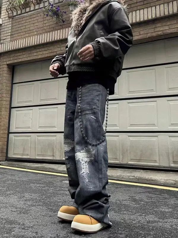 Japanese Brand VIBE Washed street baggy ripped jeans Size US 34 / EU 50 - 3 Thumbnail