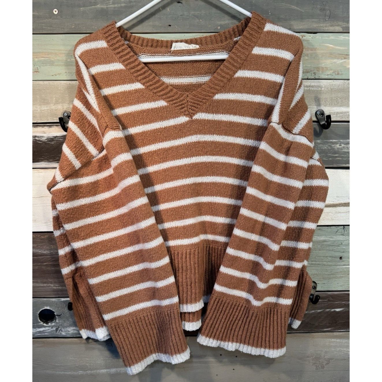 Other New In Knit Brown Stripe Sweater Oversized Women’s Medium US Size M / US 6-8 / IT 42-44 - 2 Thumbnail