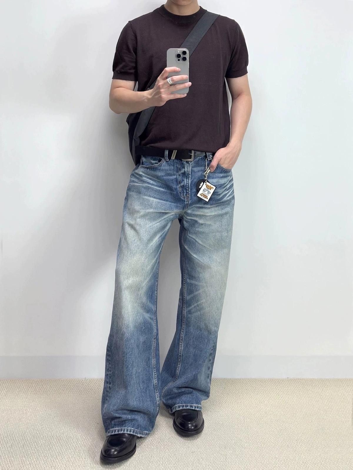 Vintage Light Blue Wide Leg Denim Jeans, Relaxed Fit Jeans Size US 30 / EU 46 - 6 Thumbnail