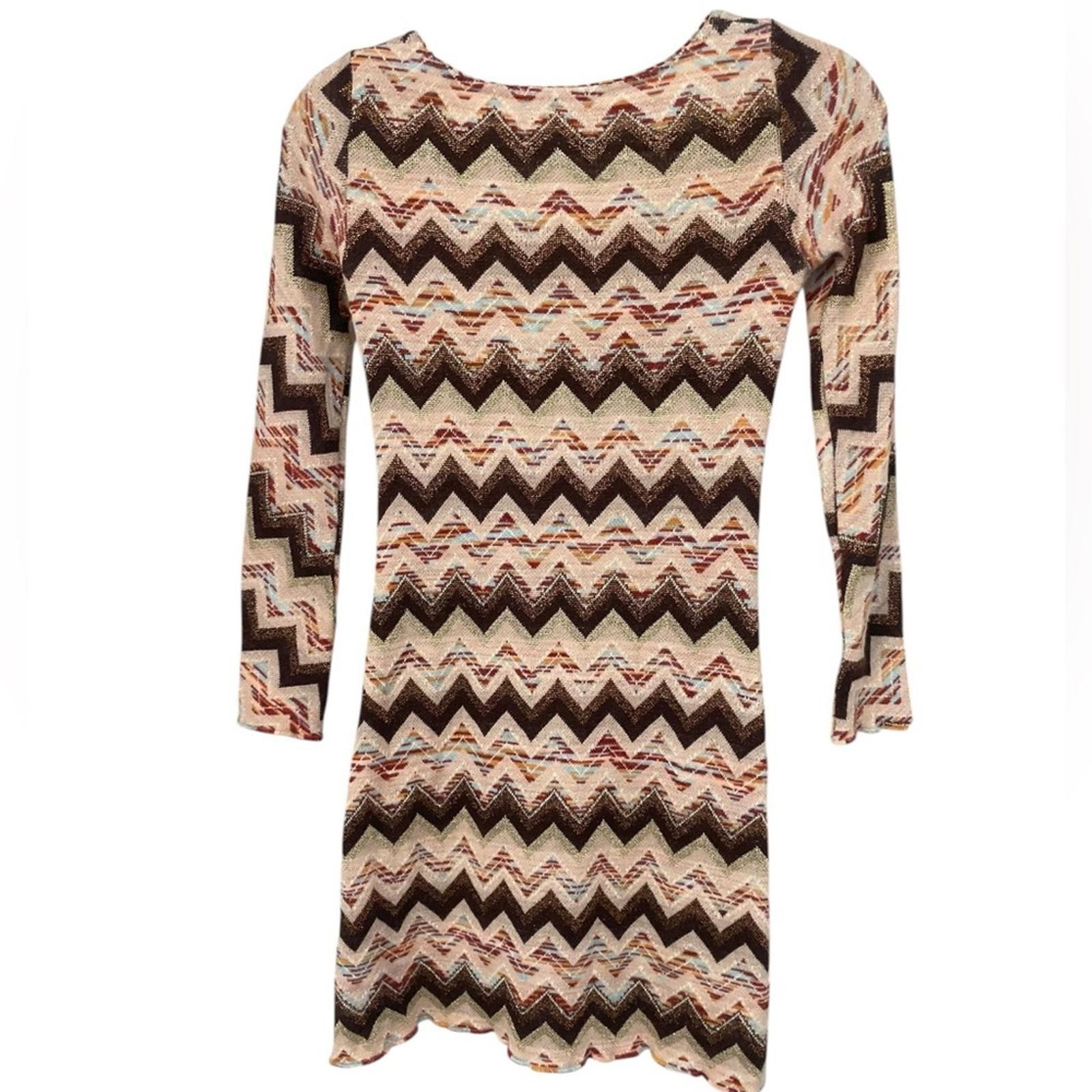 Missoni Missoni Multicolor Long Sleeve Zigzag Dress Size XS / US 0-2 / IT 36-38 - 3 Thumbnail