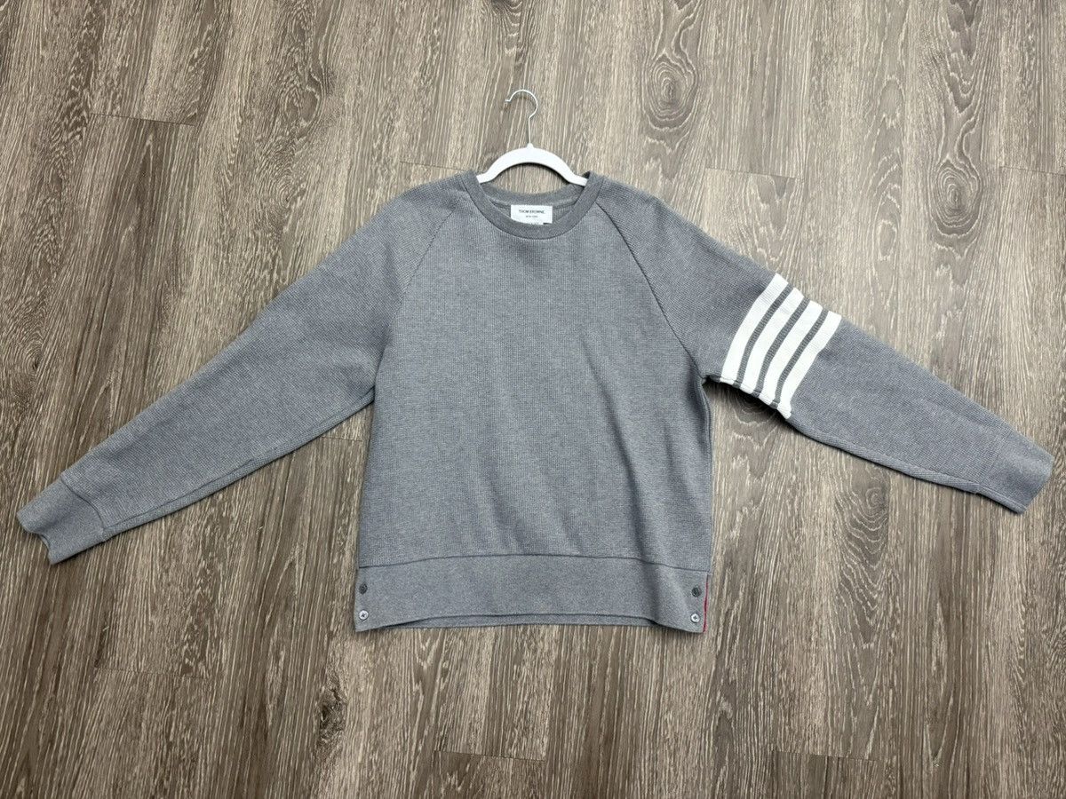 Thom browne waffle knit crewneck sweater