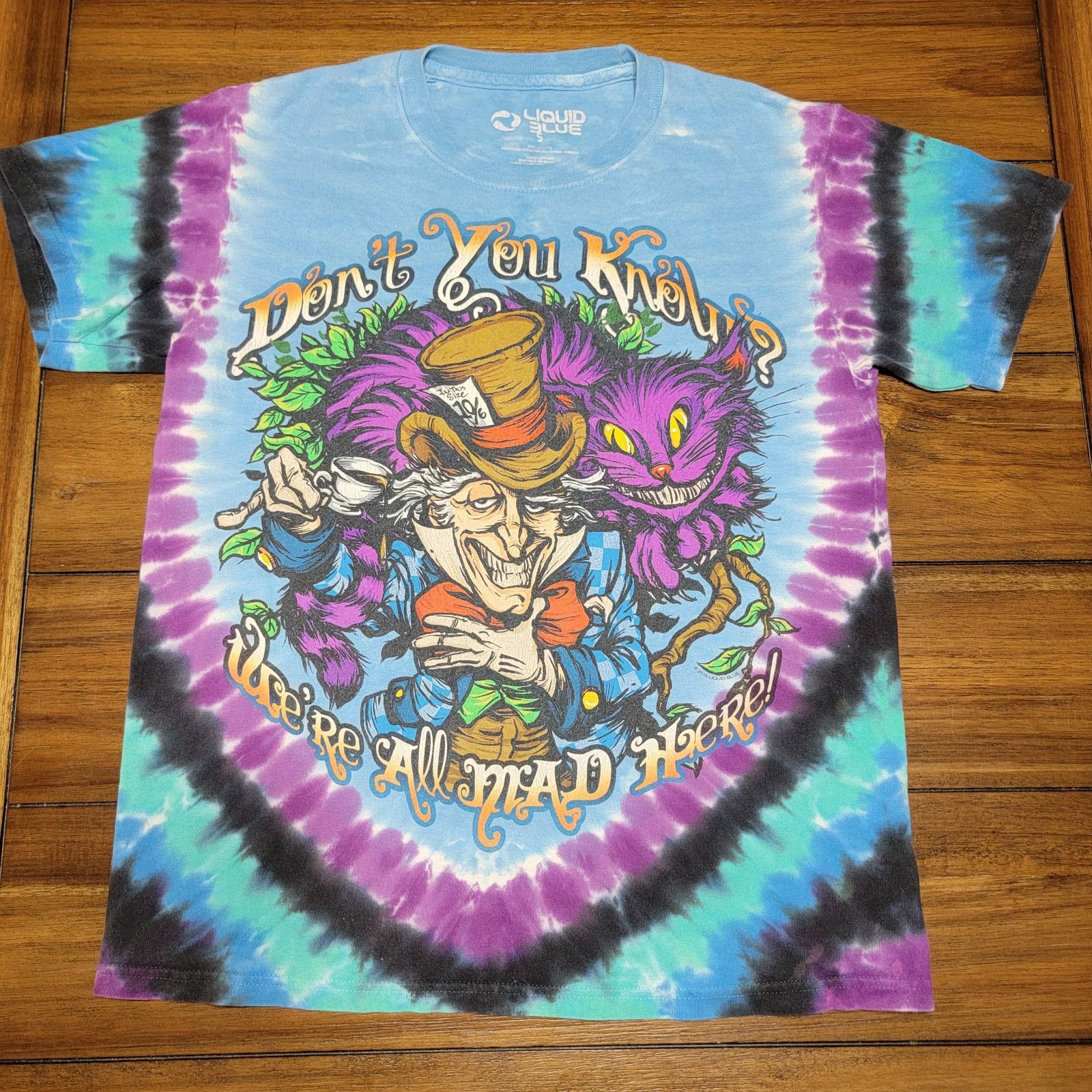 Liquid Blue Liquid Blue Tie Dye Unisex Tee "We're All Mad Here" - Small Size US S / EU 44-46 / 1 - 1 Thumbnail