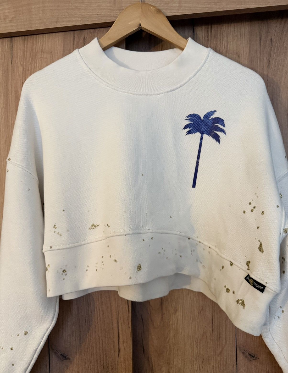 Palm Angels Palm Angels – Painted Cropped Crew Neck Sweat – M (495€) Size M / US 6-8 / IT 42-44 - 3 Thumbnail