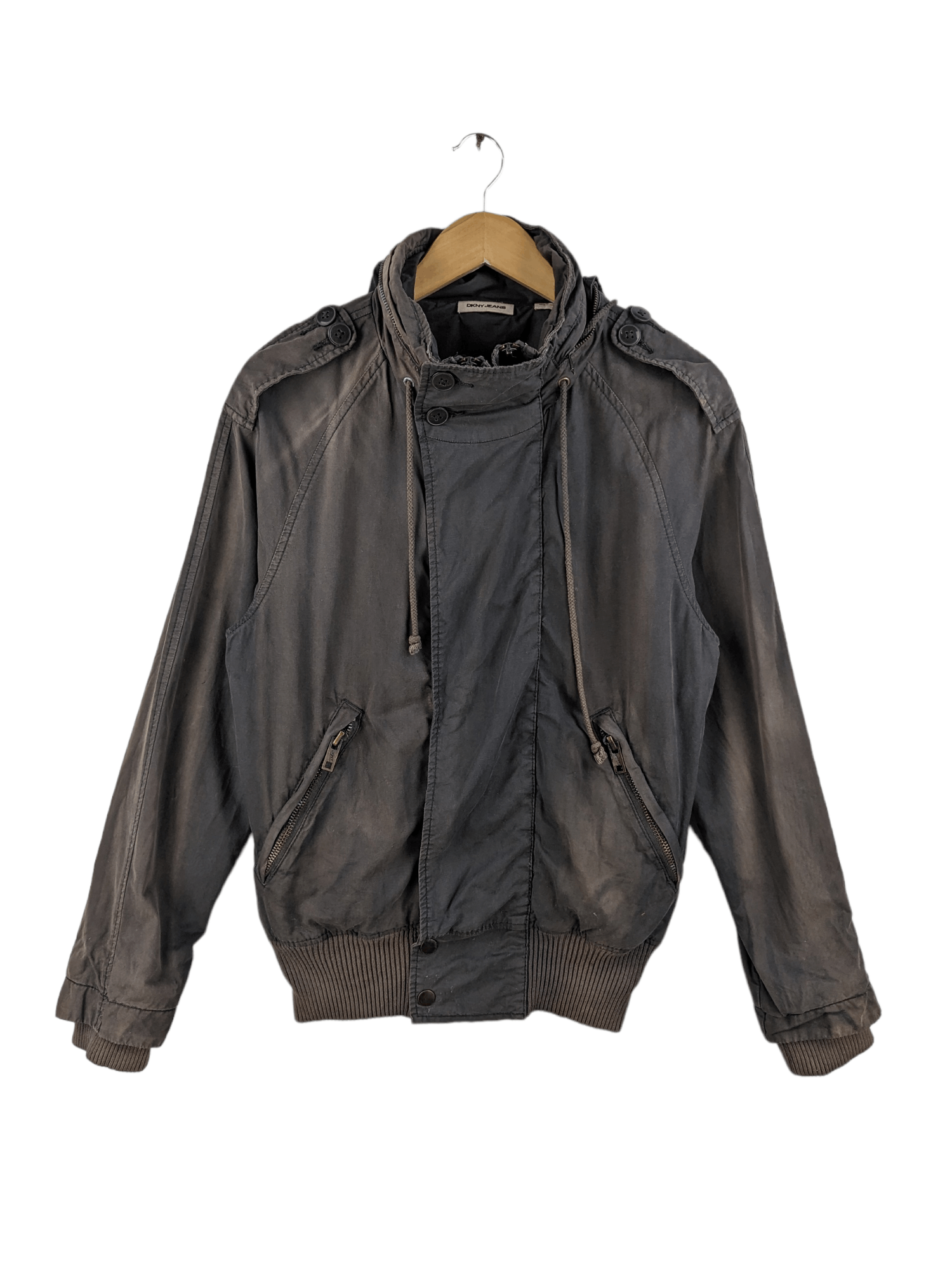DKNY × Vintage Vintage DKNY Jacket Hoodie Military Style Sun Faded Size US M / EU 48-50 / 2 - 1 Thumbnail