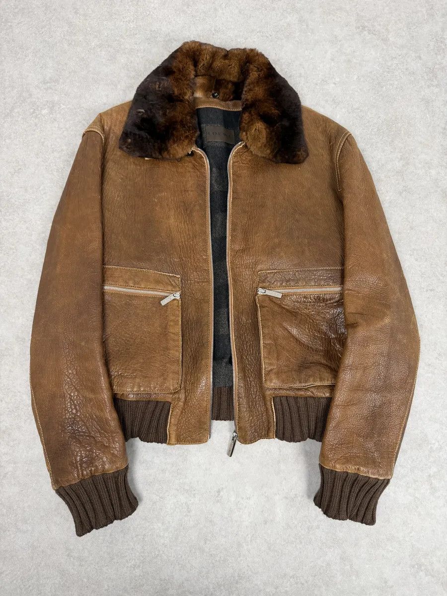 Loewe 2000s Loewe Brown Eroded Grained Premium Leather Bomber Jacket Size US M / EU 48-50 / 2 - 8 Thumbnail