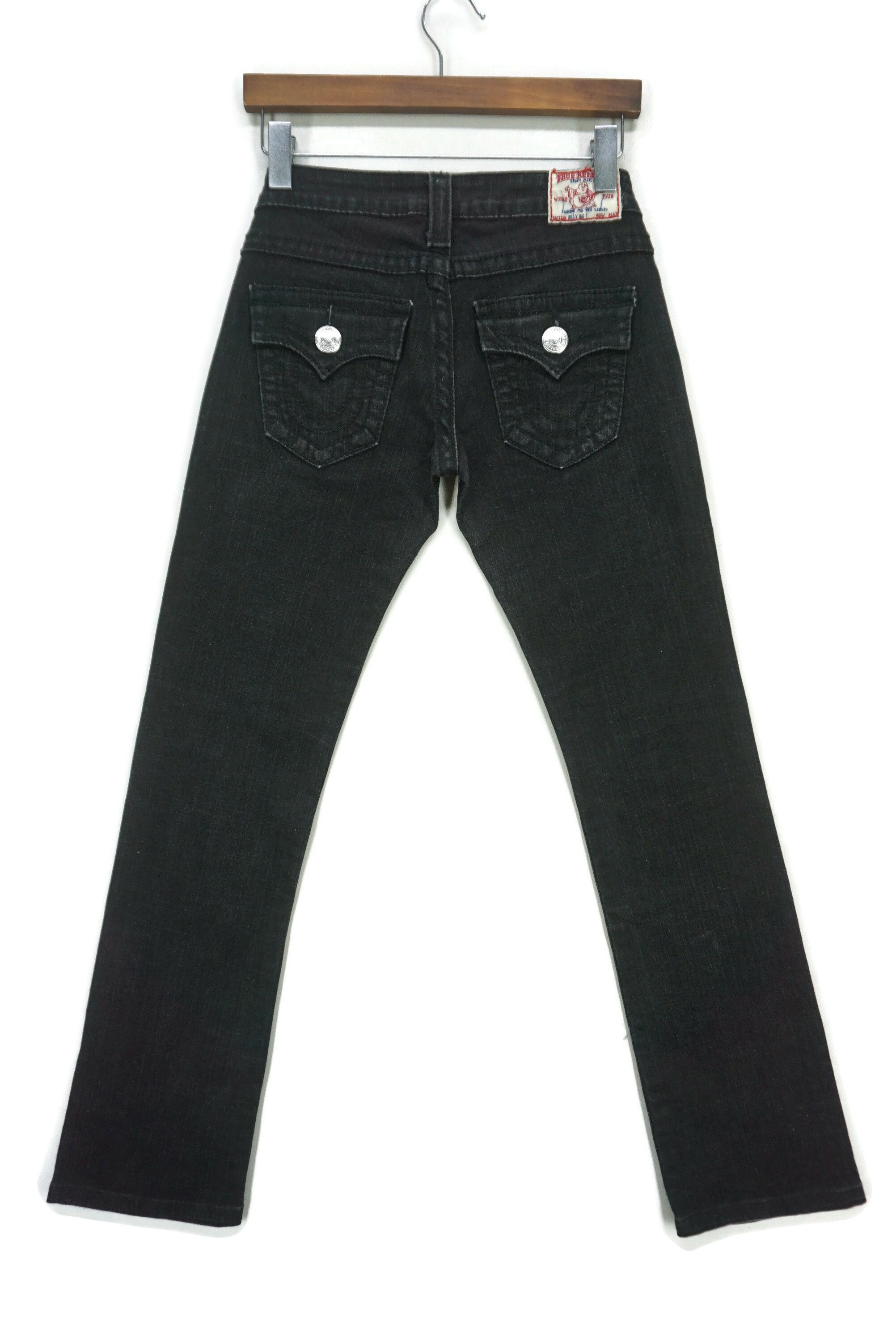 image of Made In USA x True Religion Billy Big T Straight Leg Flap Pocket Jeans Size 26 in Black, Women's