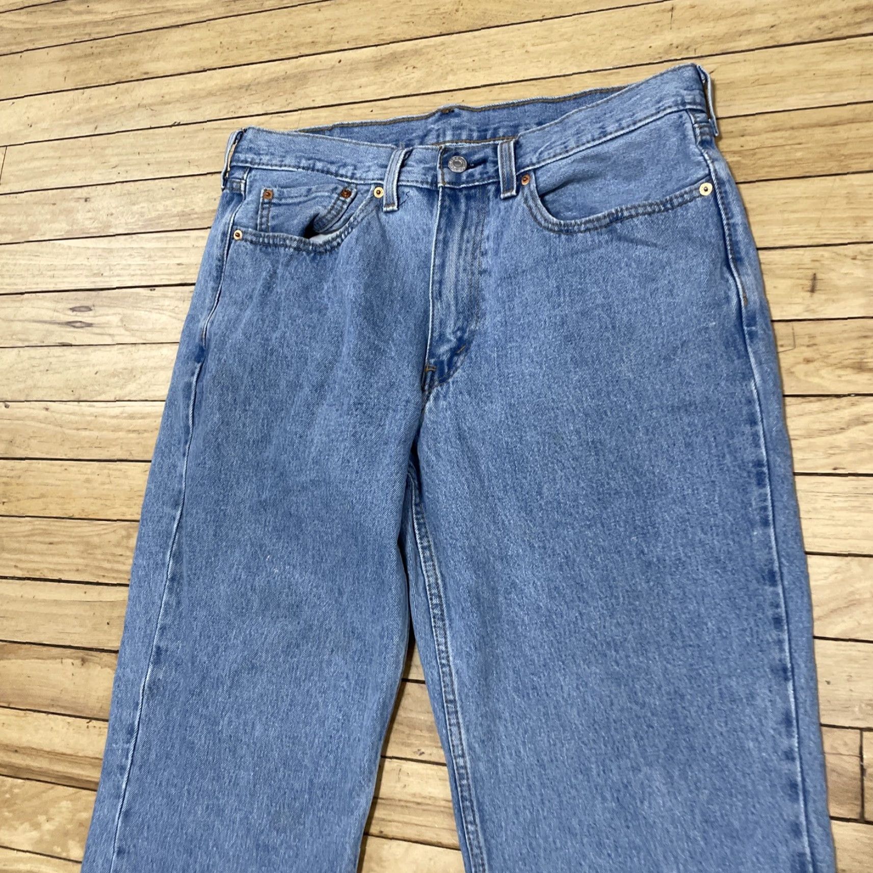 Levi's VINTAGE Levi's 550 Jeans Men 34x32 Hip Hop Streetwear Blue Denim Fringe 27in 5-Pocket Mens Jeans Regular Straight Size US 34 / EU 50 - 4 Thumbnail