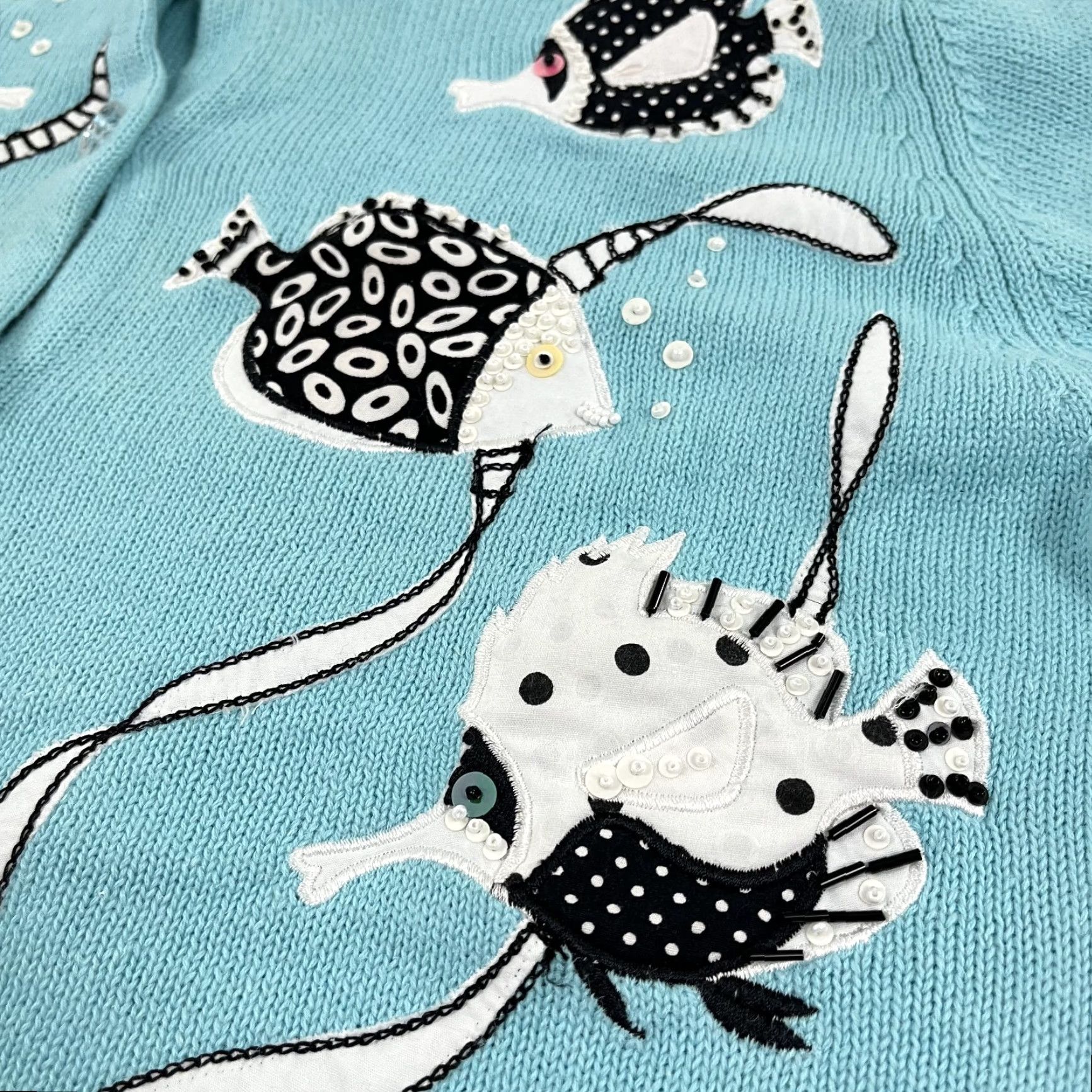 Vintage VINTAGE Philip & Jane Gordon Cardigan Womens L Blue Fish Animals Aquatic Grannycore Size L / US 10 / IT 46 - 6 Thumbnail