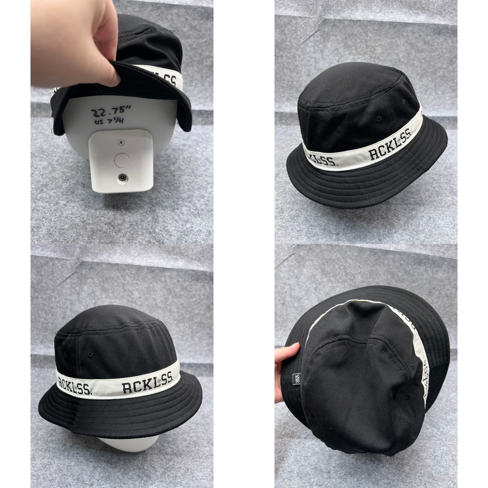 Vintage Young & Reckless Bucket Hat Black 100% Polyester Adult One Size Beach Outdoor Size ONE SIZE - 8 Thumbnail