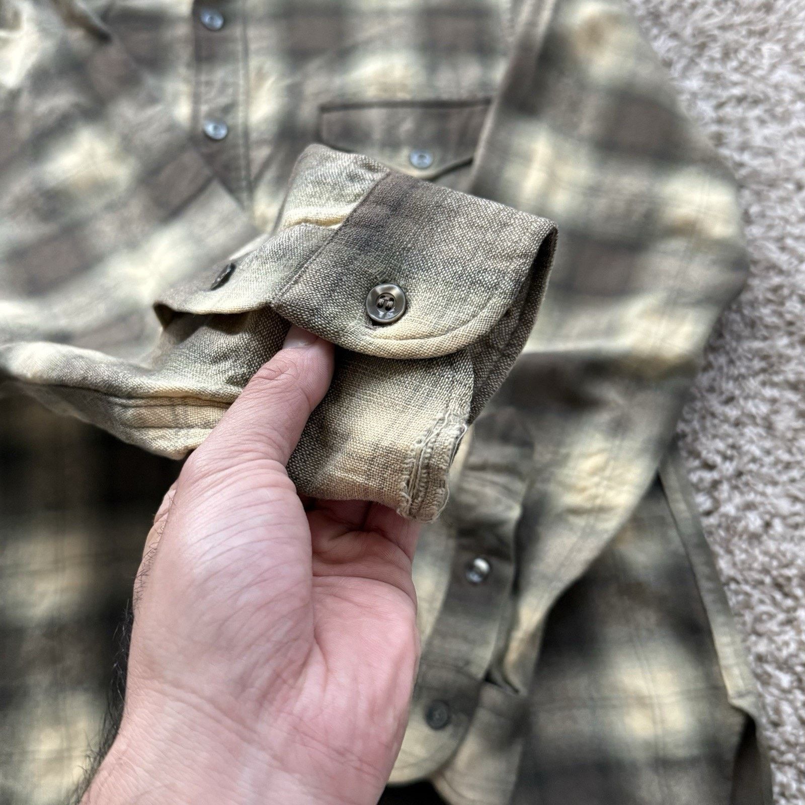 Pendleton × Vintage Vintage Pendleton Shadow Plaid Green Brown Wool Button Shirt Size US M / EU 48-50 / 2 - 9 Thumbnail