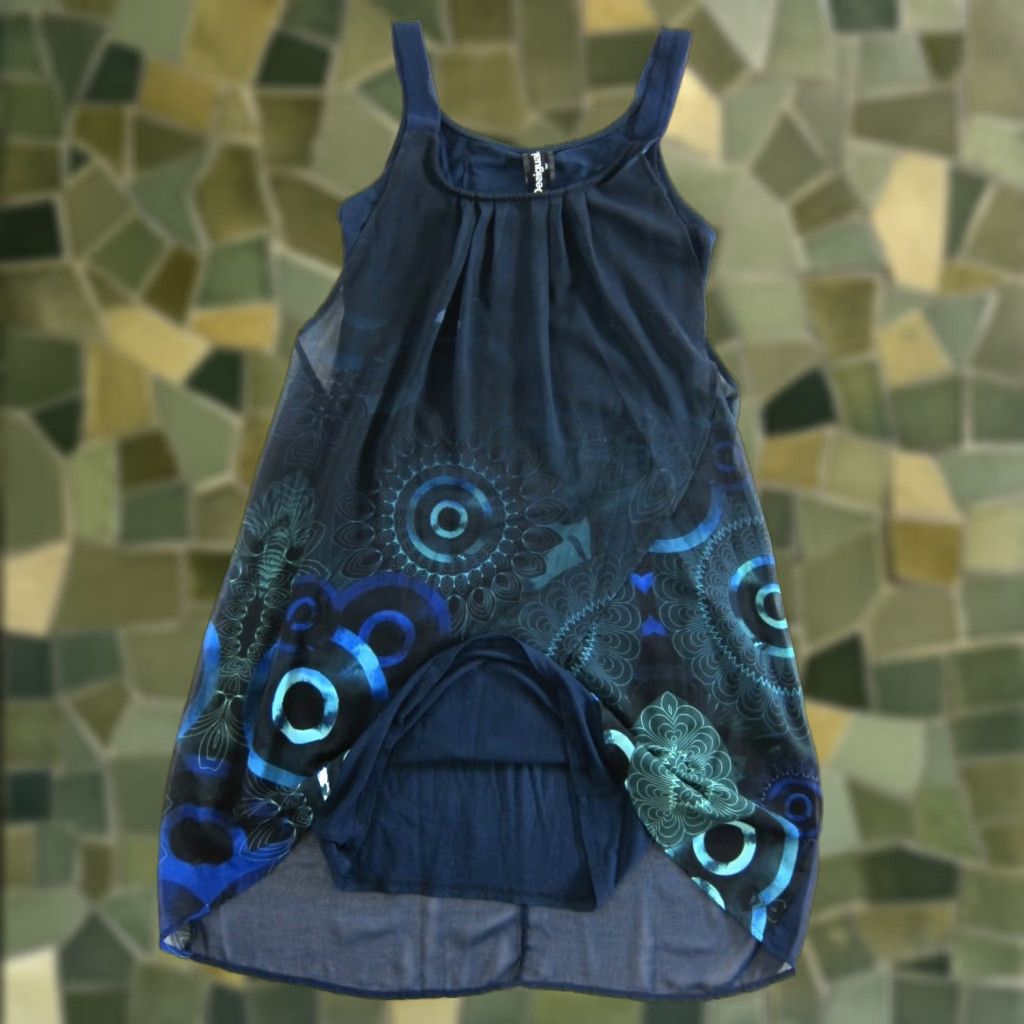 Desigual VINTAGE Desigual Tank Dress Geometric Blue XS Women Size XS / US 0-2 / IT 36-38 - 1 Thumbnail