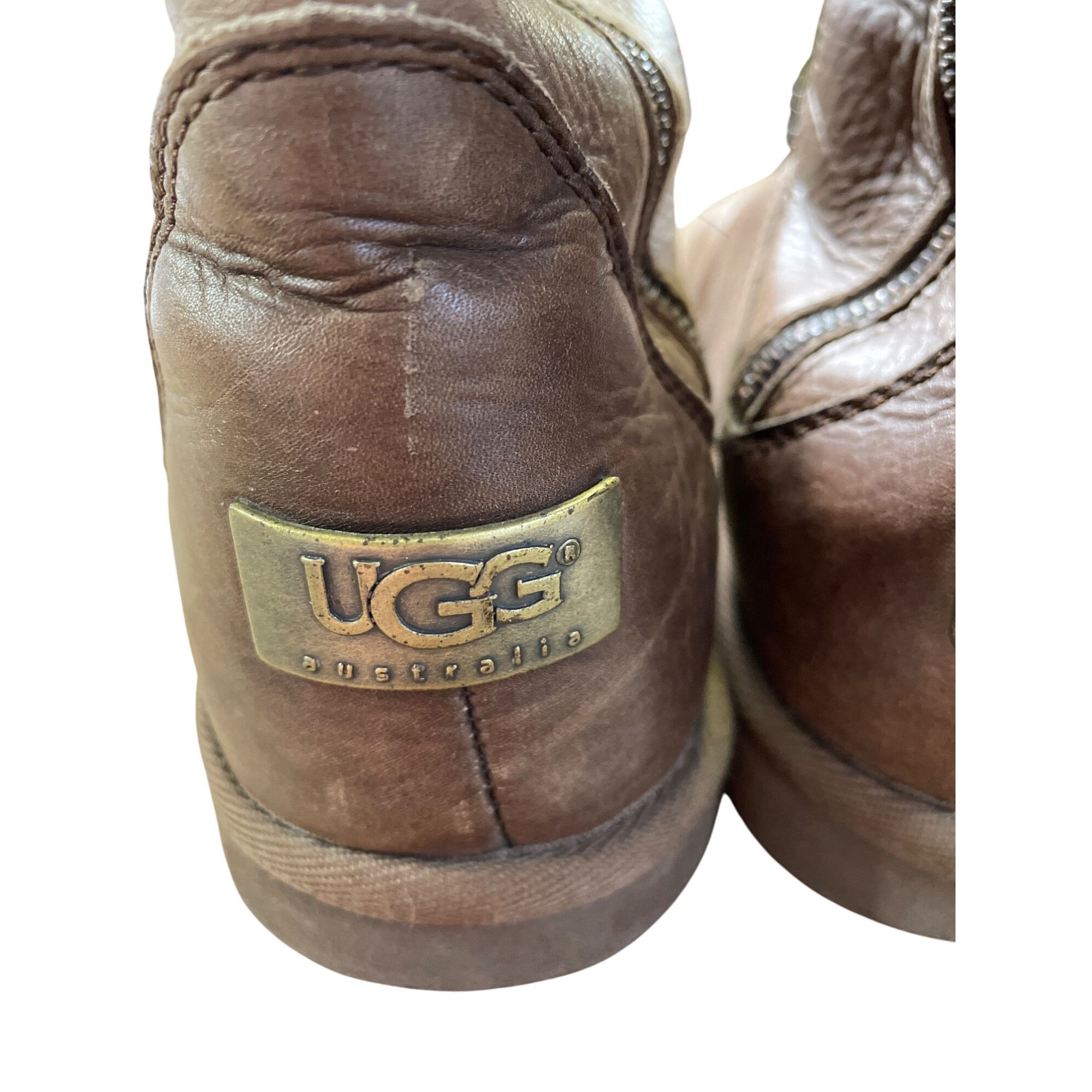 Ugg Ugg Australia Womens Brown Mid-Calf Leather sheep lined fur Size US 7 / IT 37 - 5 Thumbnail
