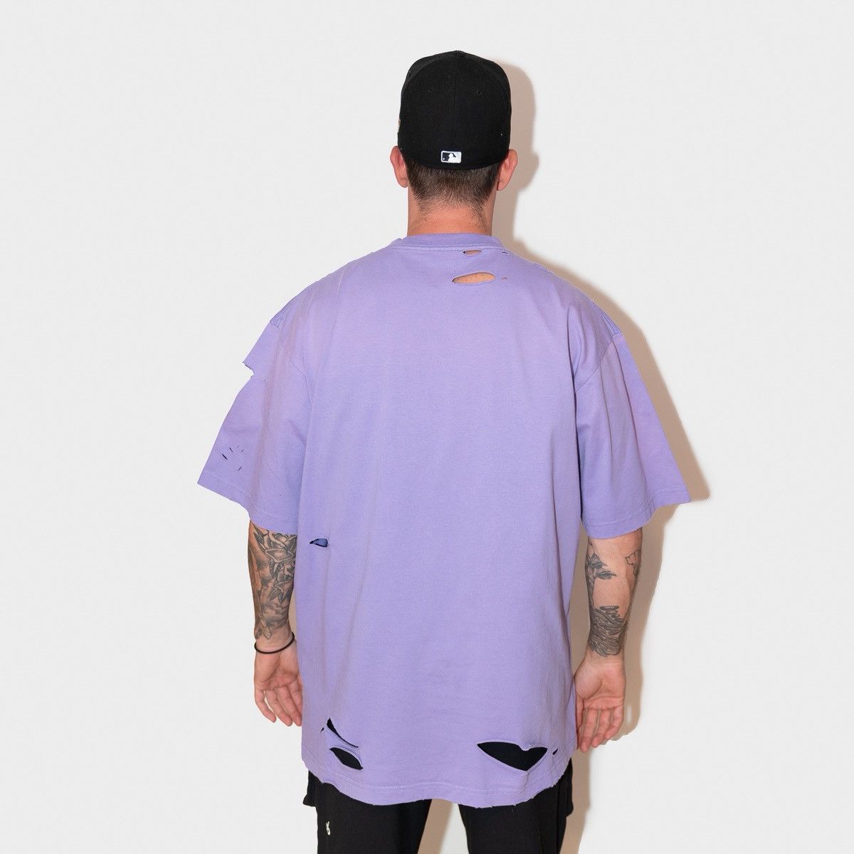 Balenciaga Balenciaga Destroyed Logo T-Shirt – Lavender Size US XS / EU 42 / 0 - 2 Thumbnail