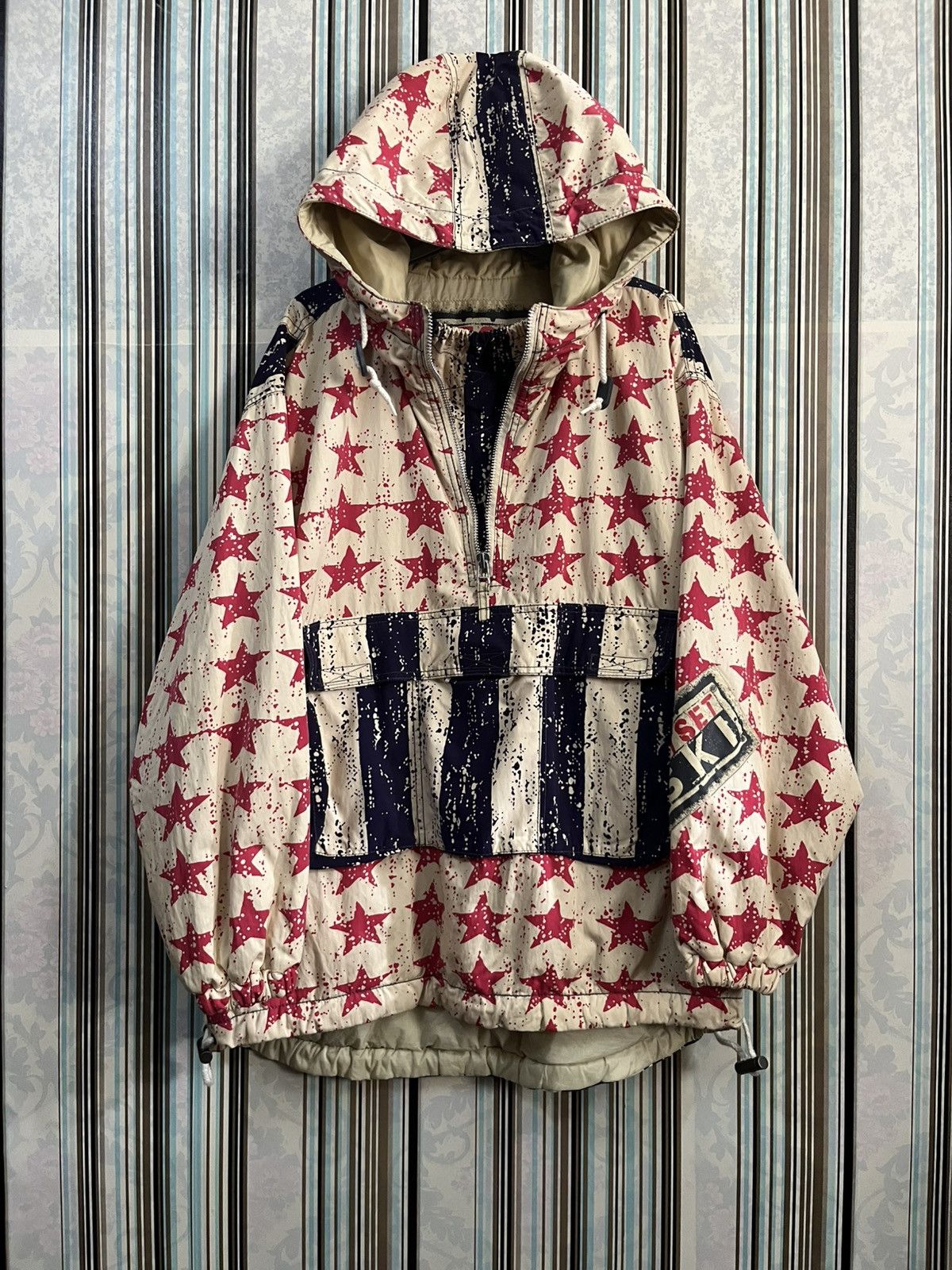 JET SET 1990s all over printed usa flag anorak #H2 Size US M / EU 48-50 / 2 - 1 Thumbnail
