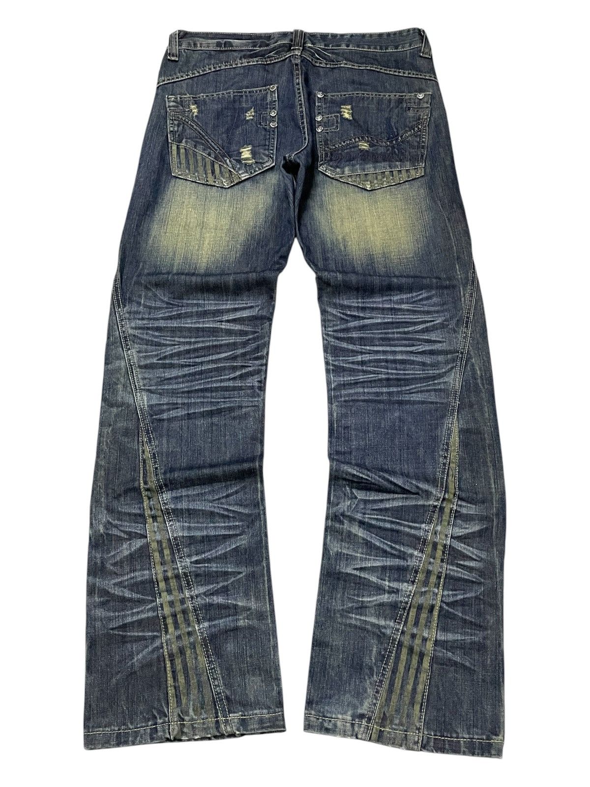 Japanese Brand Lemans Japan Asymmetrical Panel Heavy Stitch Boro Jeans Size US 32 / EU 48 - 2 Thumbnail