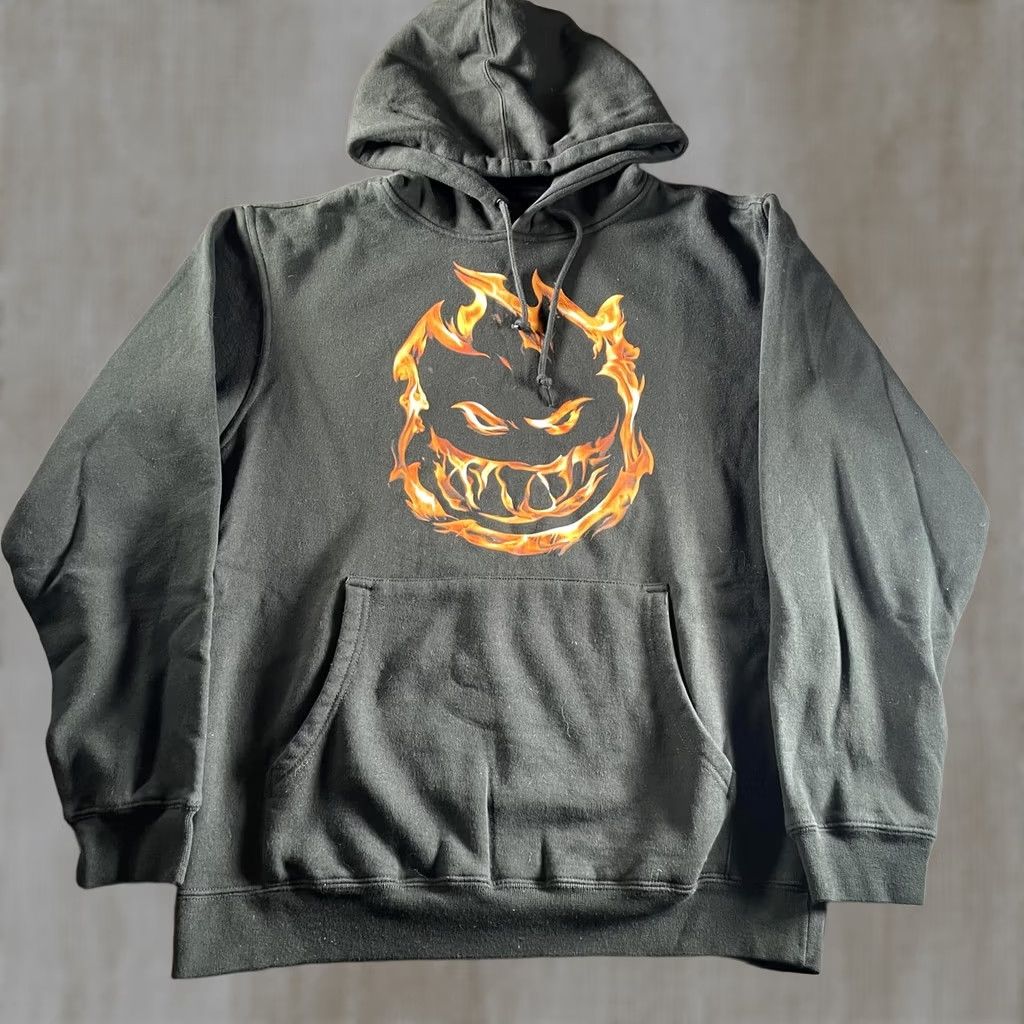 Spitfire Spitfire Hoodie Mens M Black Graphic Print Pullover Kangaroo Pocket Hooded Skateboard Streetwear Bighead Flame Face Size US M / EU 48-50 / 2 - 1 Thumbnail