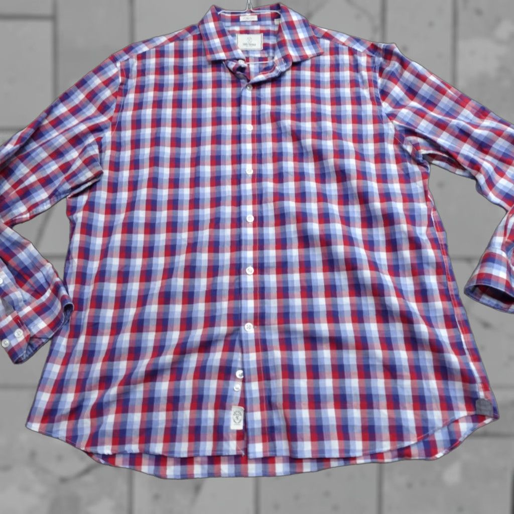 Todd Snyder Todd Snyder Shirt XL Blue Plaid 2-Ply Cotton Men Button-Up Long Sleeve Collared 17.5 2-Ply Cotton Size US XL / EU 56 / 4 - 1 Thumbnail