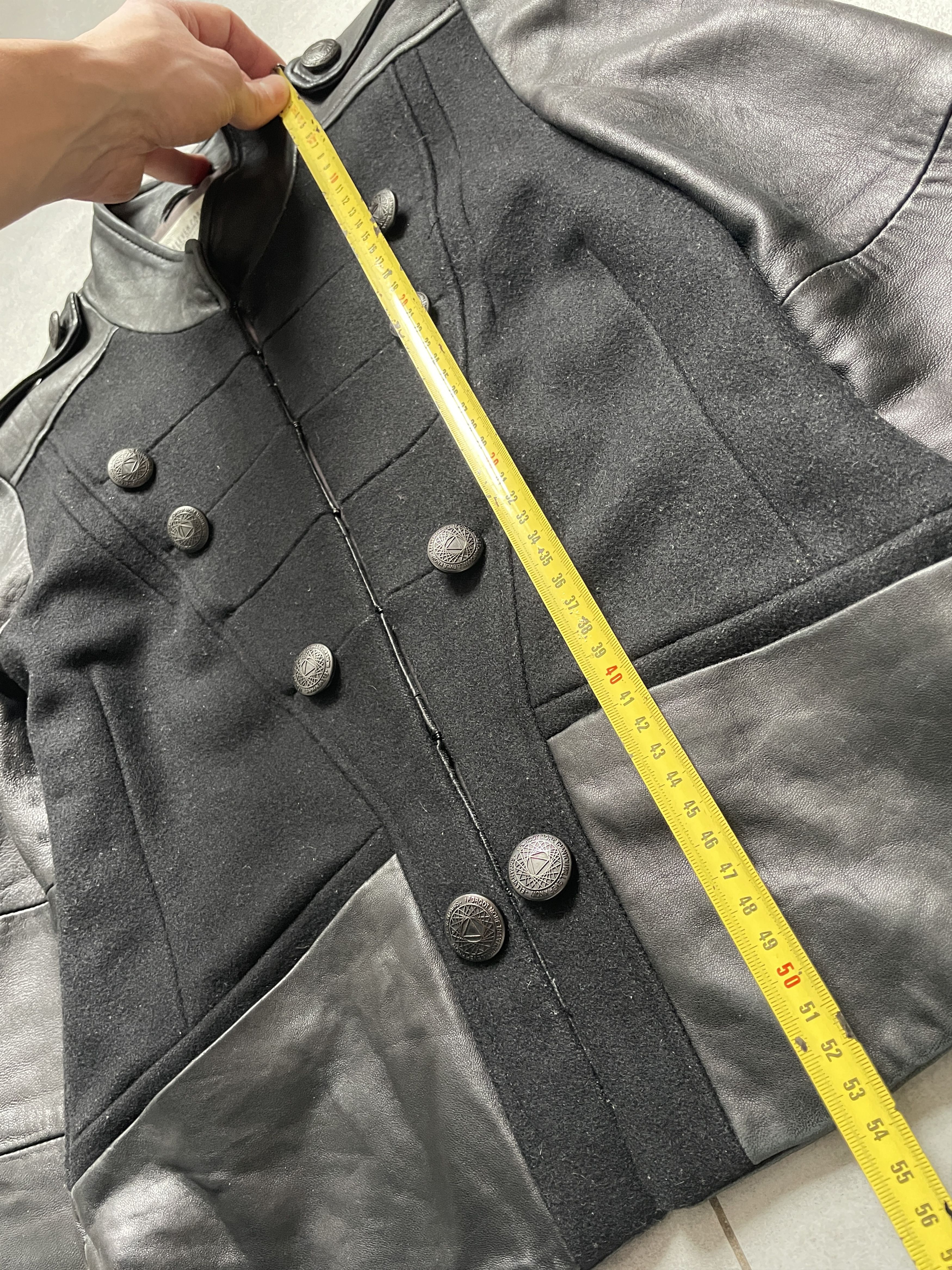 Eleven Paris BLACK WOOL LEATHER DOUBLE BRESTED BALMAIN TYPE NAPOLEONIC Size S / US 4 / IT 40 - 9 Thumbnail