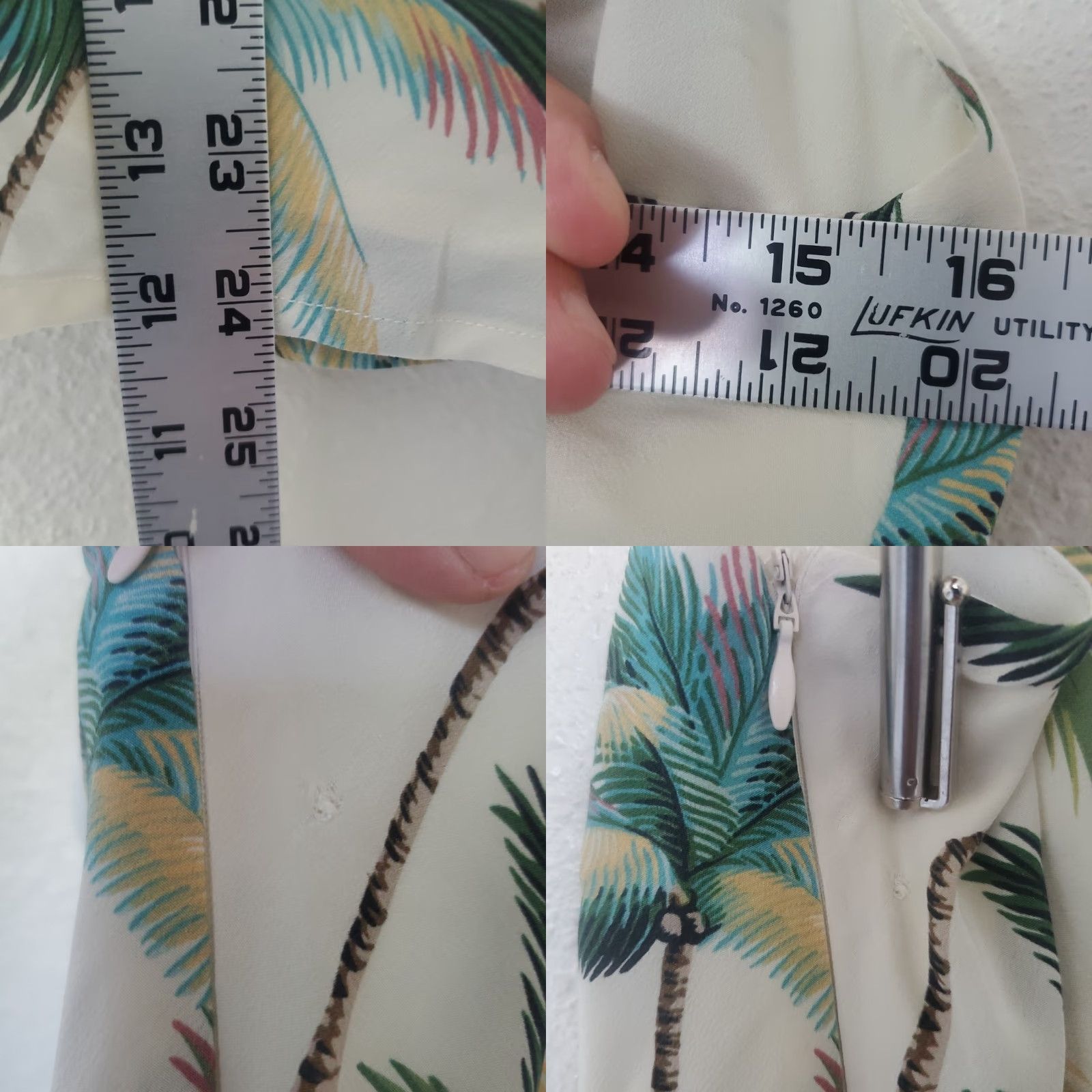 VINTAGE Le Superbe Silk Top Lined Club Tropicana Coconut Palm Trees Tank Side Zip Sz 8