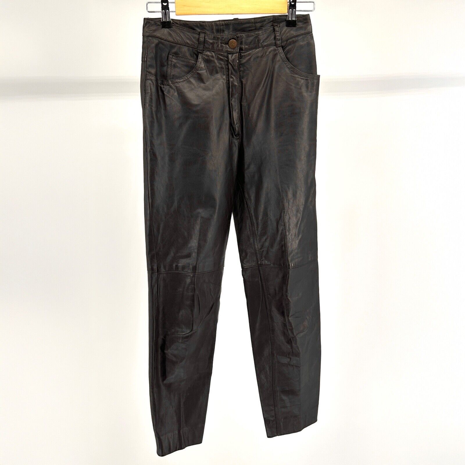 Other 80s/90s Pia Rucci Dark Chocolate Brown 100% LEATHER Pants Size 30" / US 8 / IT 44 - 1 Thumbnail