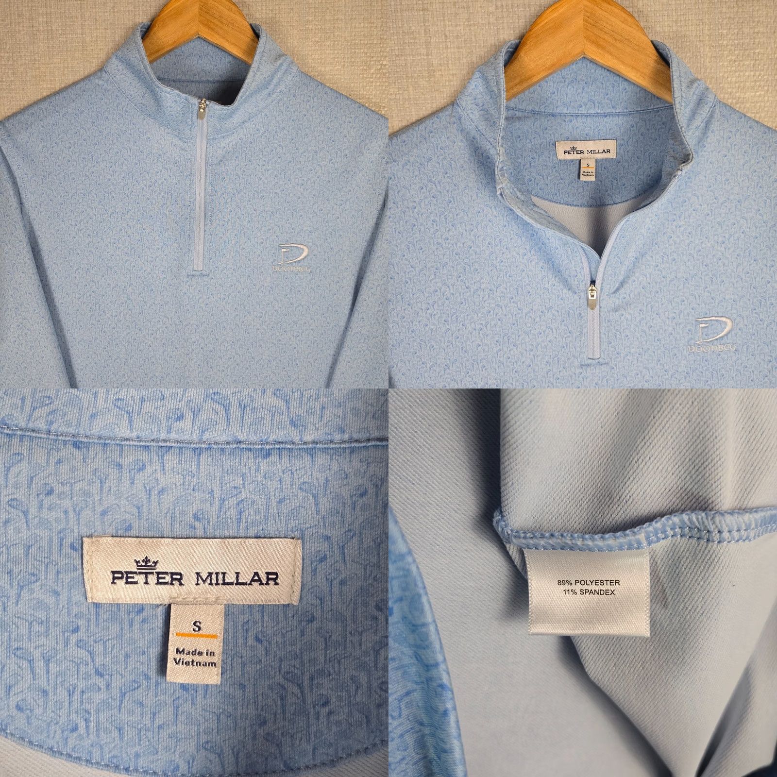 Peter Millar Peter Millar Crown Sport Perth Men's Golf/Casual 1/4 Zip Pullover Blue Golf Club Print Small Mens US Regular Size US S / EU 44-46 / 1 - 8 Thumbnail
