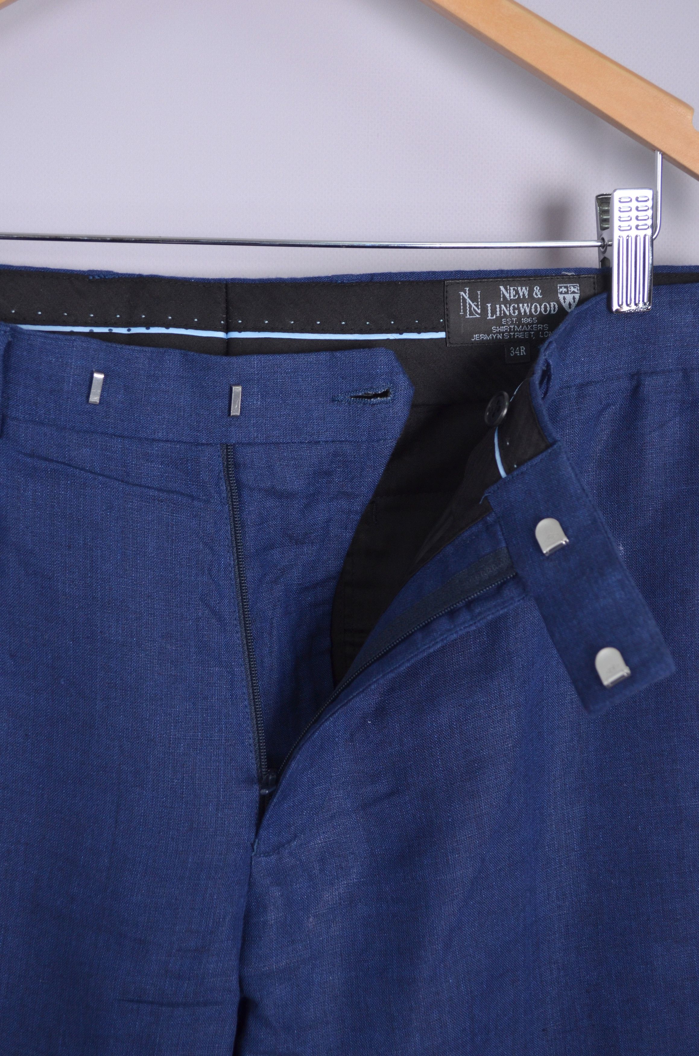 Designer × New & Lingwood New & Lingwood Navy Pleated Linen Pants Trousers W34 L32 Size US 34 / EU 50 - 5 Thumbnail