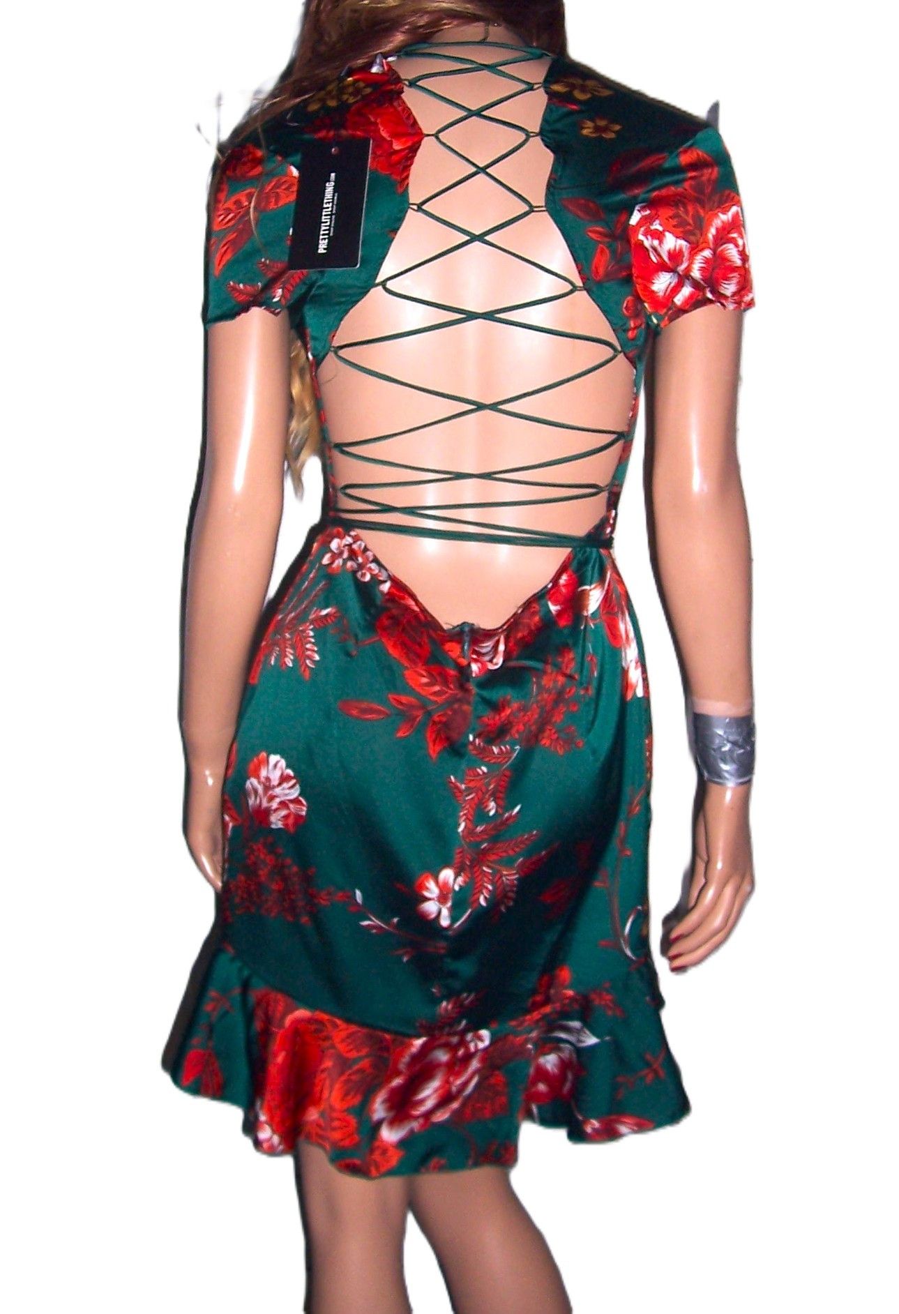 PrettyLittleThing PrettyLittleThing Green Floral Wrap Dress 8 NWT Size M / US 6-8 / IT 42-44 - 5 Thumbnail