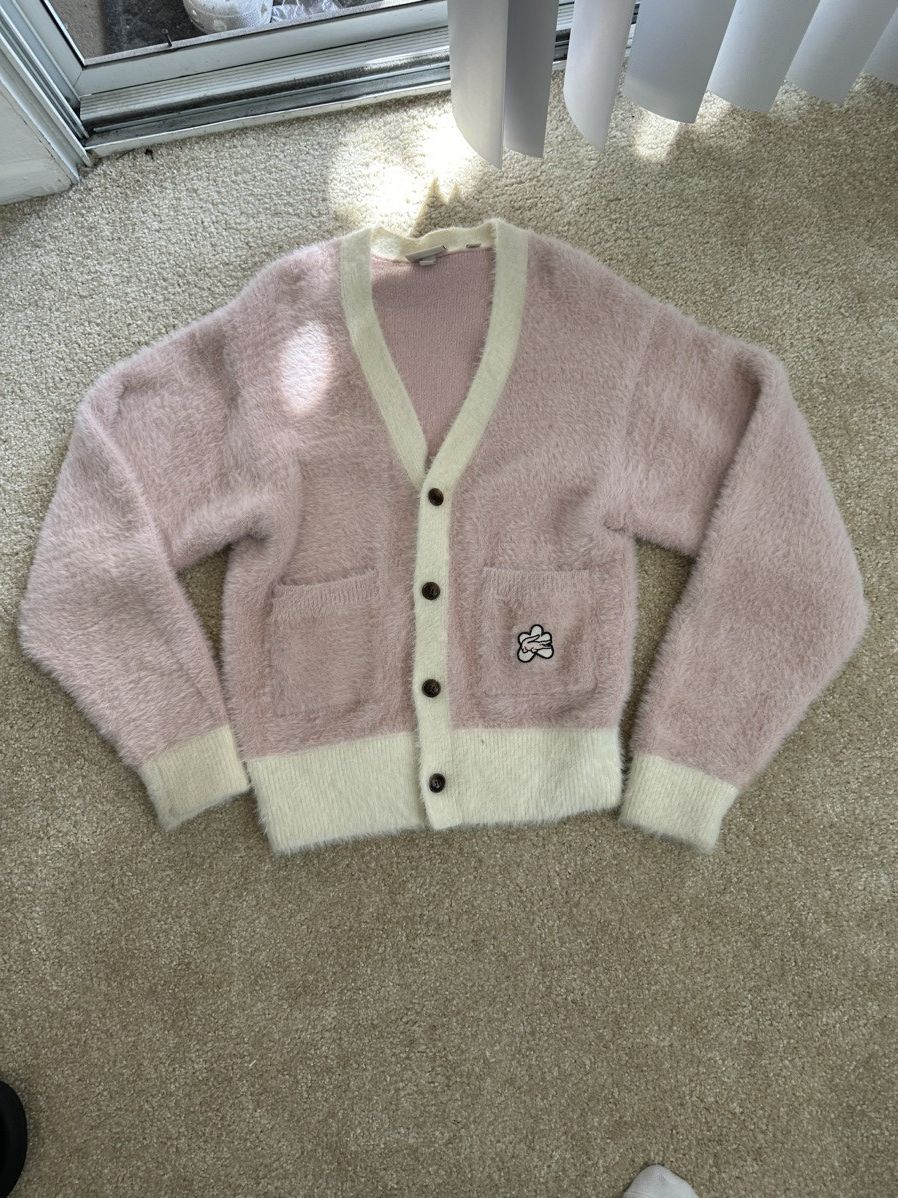 image of Golf Le Fleur x Golf Wang Gold Le Fleur Lacoste Cardigan Lychee in Pink, Men's (Size XS)