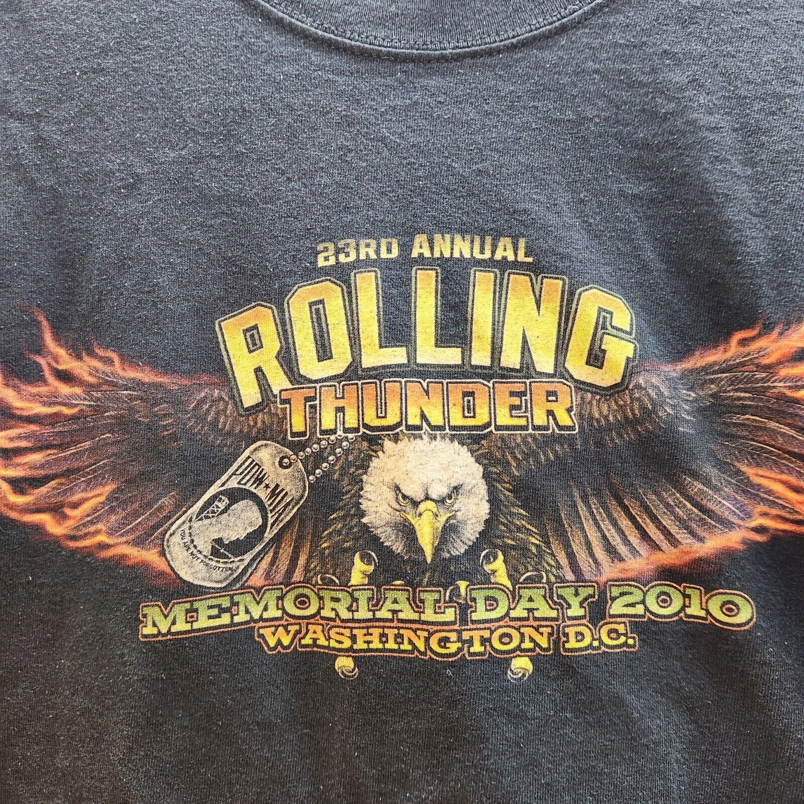 Gildan 2010 Rolling Thunder Motorcycle Rally Tshirt Size Large Size US L / EU 52-54 / 3 - 4 Thumbnail