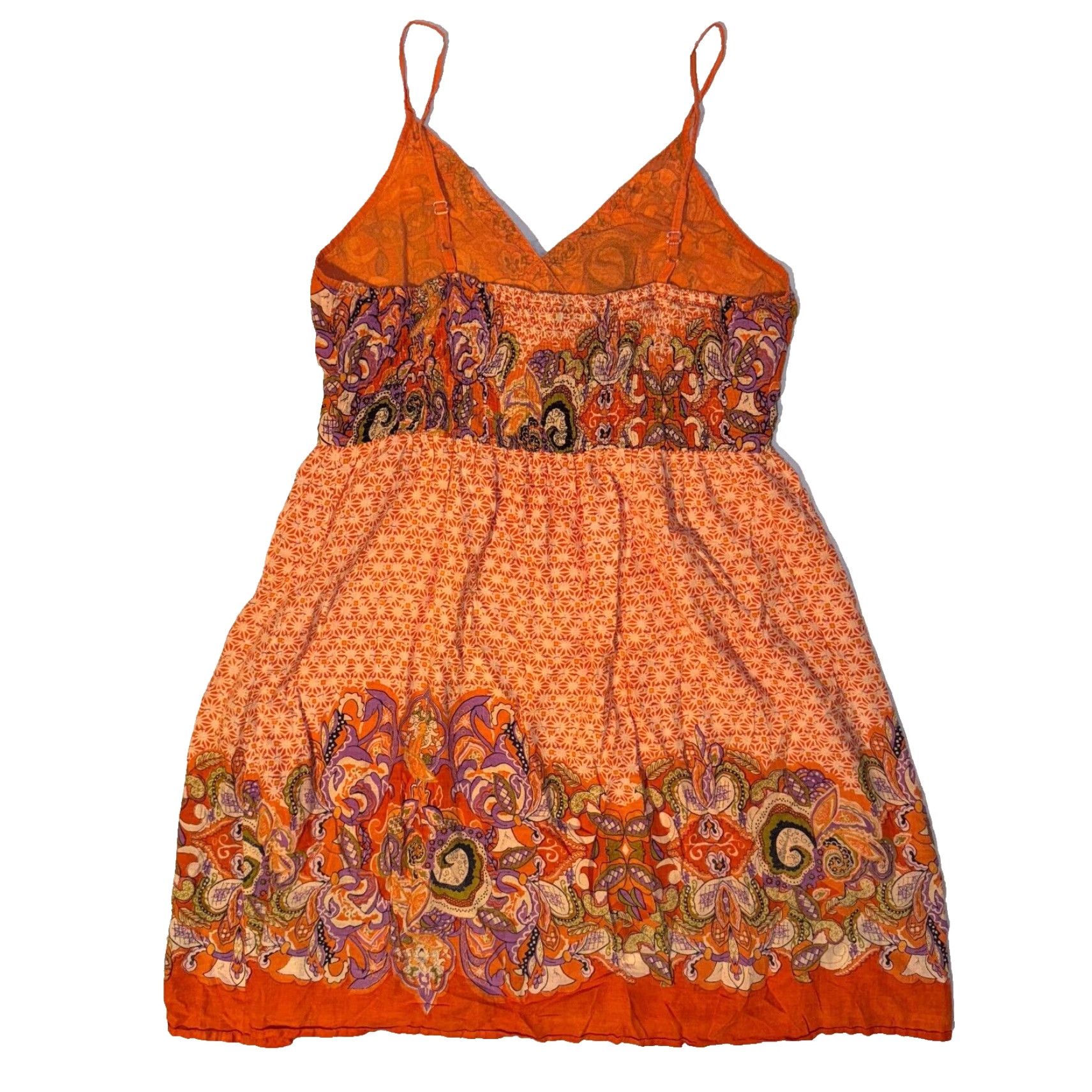 Vintage Magic Dress 1X Orange Paisley Sun Dress Studded Sphagetti Strap Front Tie Summer Size XL / US 12-14 / IT 48-50 - 6 Thumbnail