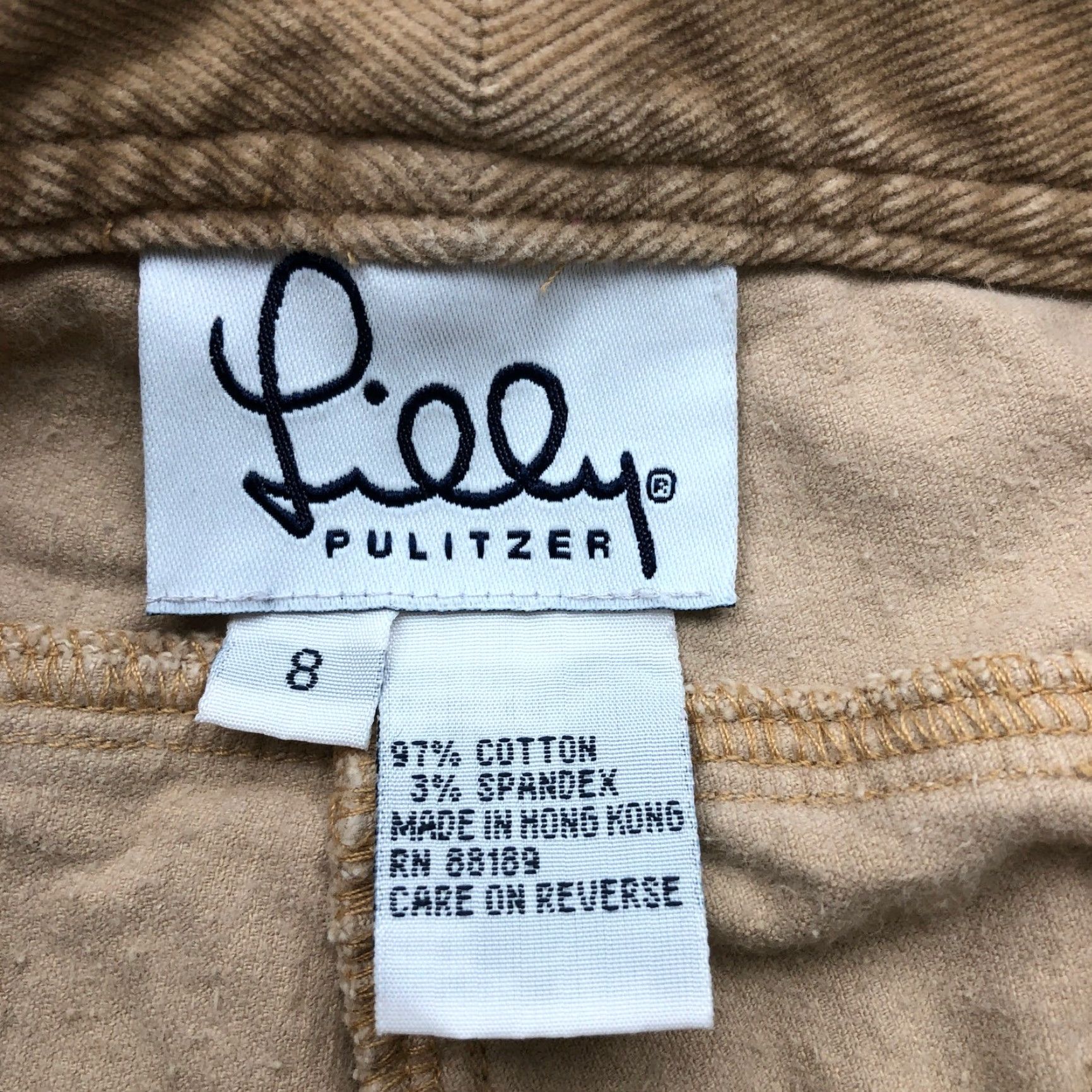 Lilly Pulitzer VINTAGE Lilly Pulitzer Corduroy Flare Pants Womens M Tan 30 Inseam 28 Regular Rise 8.5-10.5 Hong Kong Ladies Pants Jeans Flared Pocket Cotton Spandex Size 32" / US 10 / IT 46 - 4 Thumbnail
