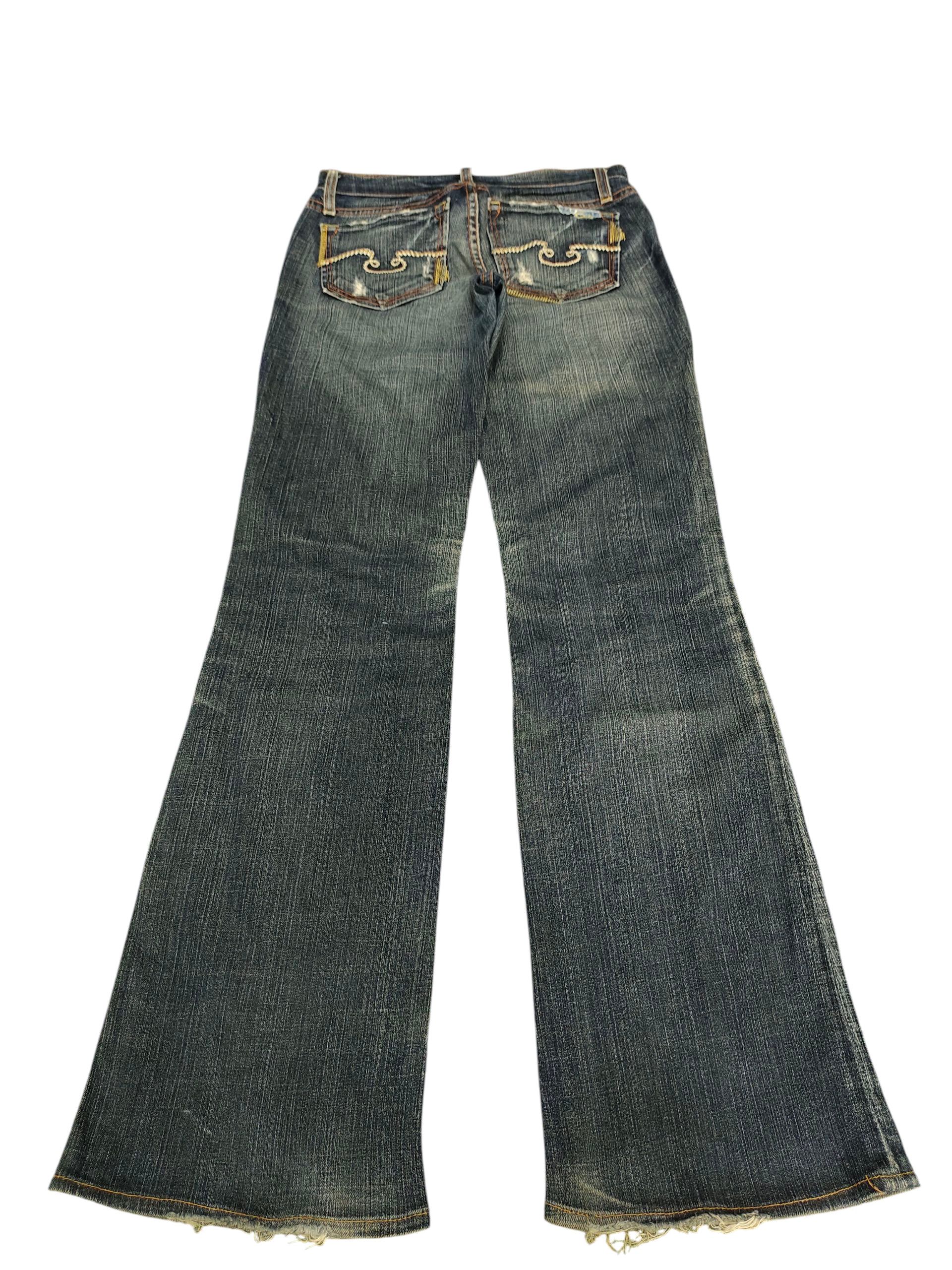 Hysteric Glamour Flare Jeans Blue Cult Clawmark Distress Bootcut Low Rise Y2k Size 26" / US 2 / IT 38 - 2 Thumbnail